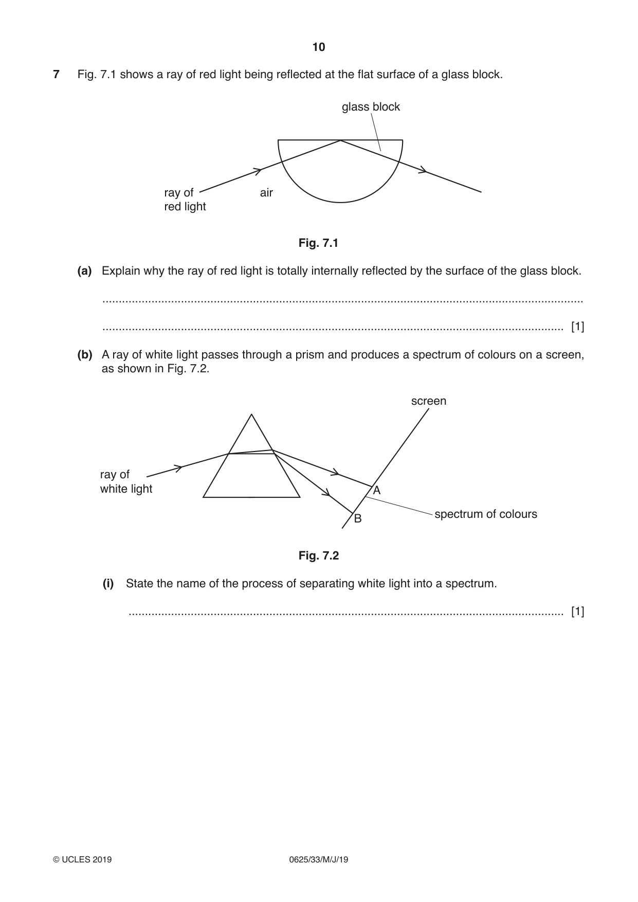Cambridge IGCSE Physics 0625 2019 May/June Paper 3 · Variant 3 question paper, page 10 of 16