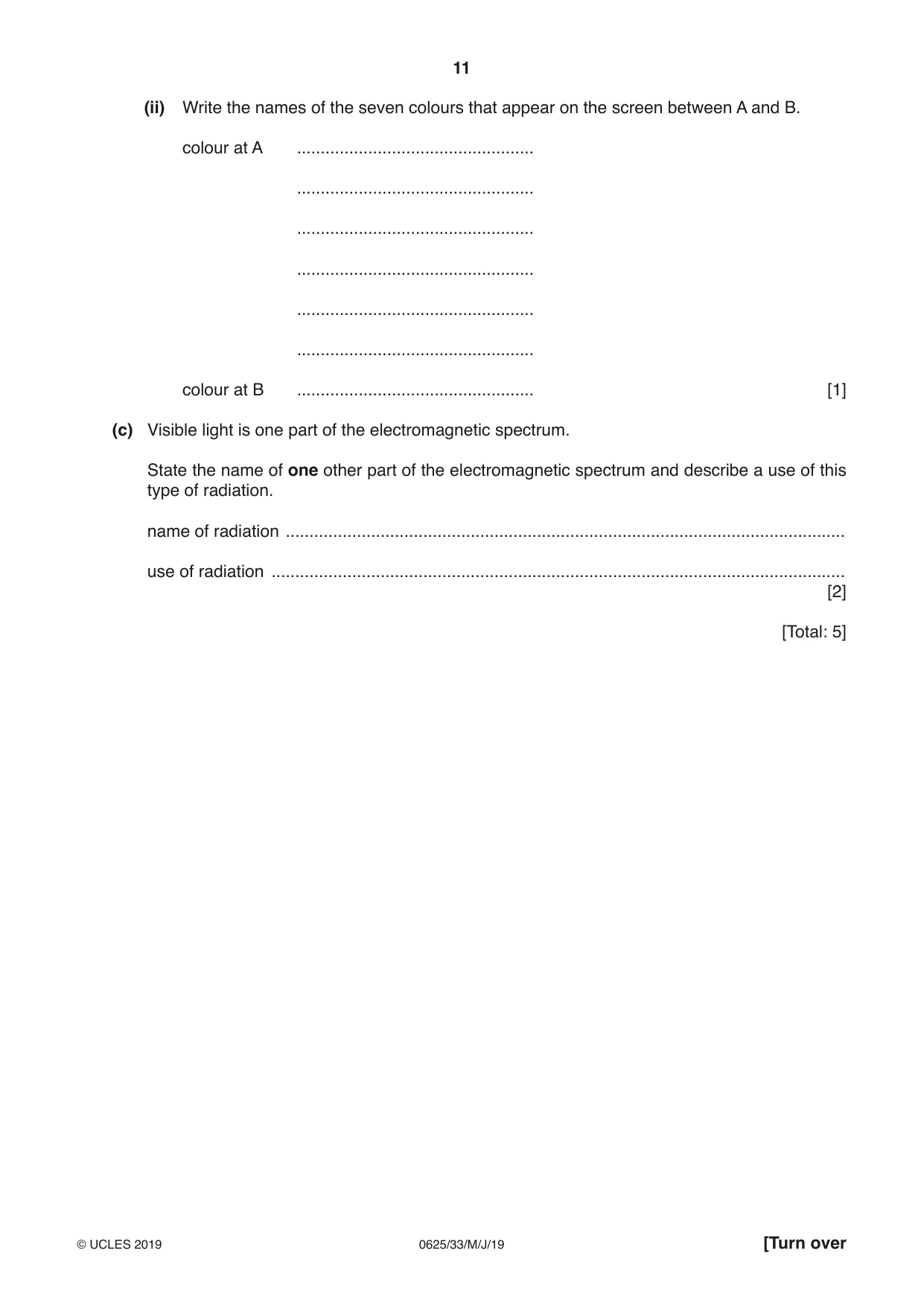 Cambridge IGCSE Physics 0625 2019 May/June Paper 3 · Variant 3 question paper, page 11 of 16