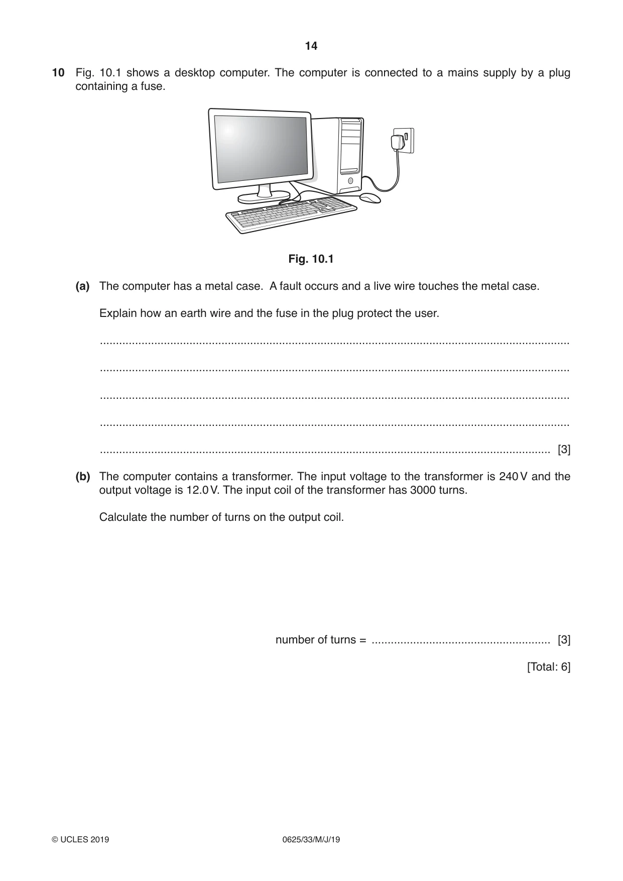 Cambridge IGCSE Physics 0625 2019 May/June Paper 3 · Variant 3 question paper, page 14 of 16