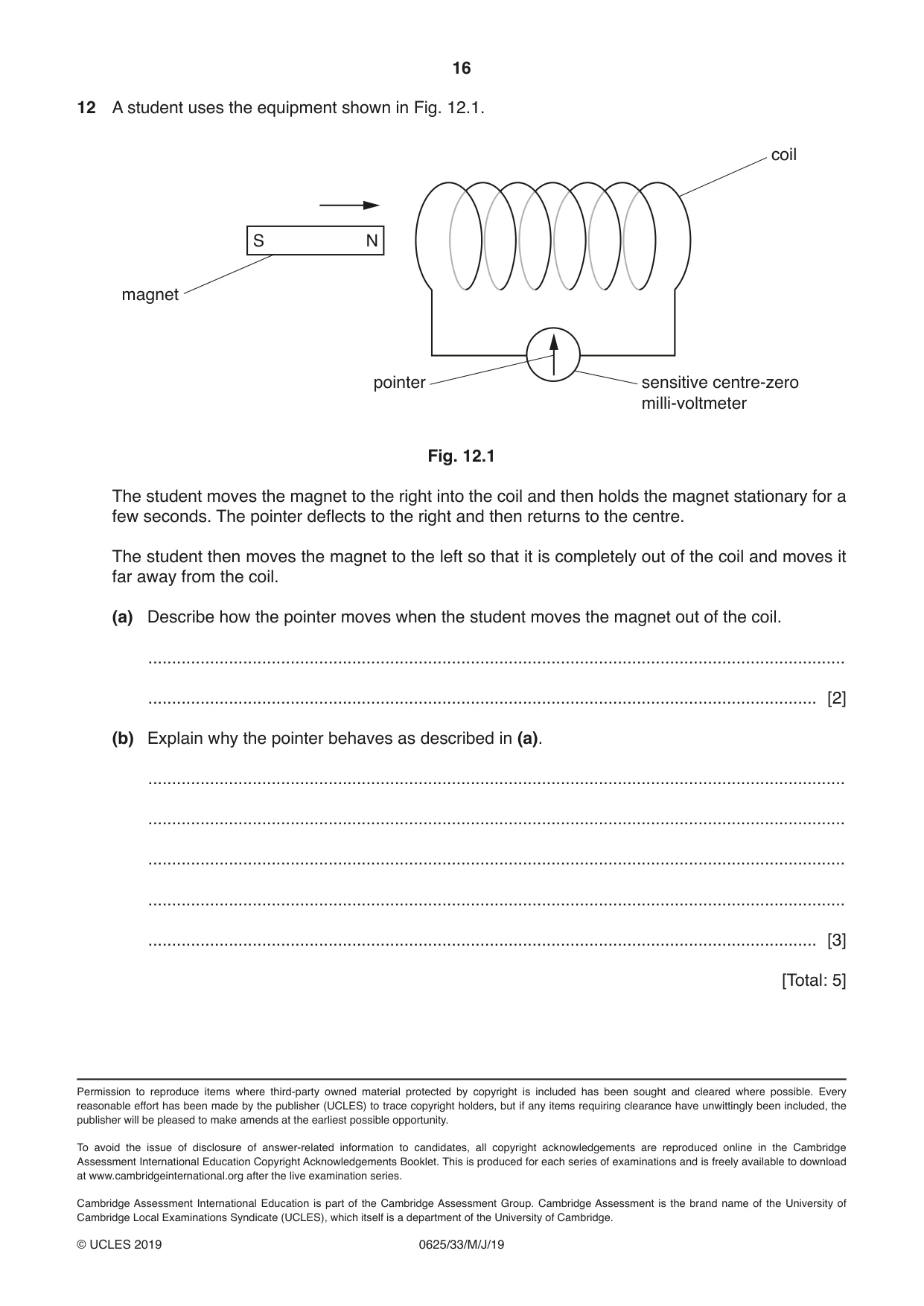 Cambridge IGCSE Physics 0625 2019 May/June Paper 3 · Variant 3 question paper, page 16 of 16