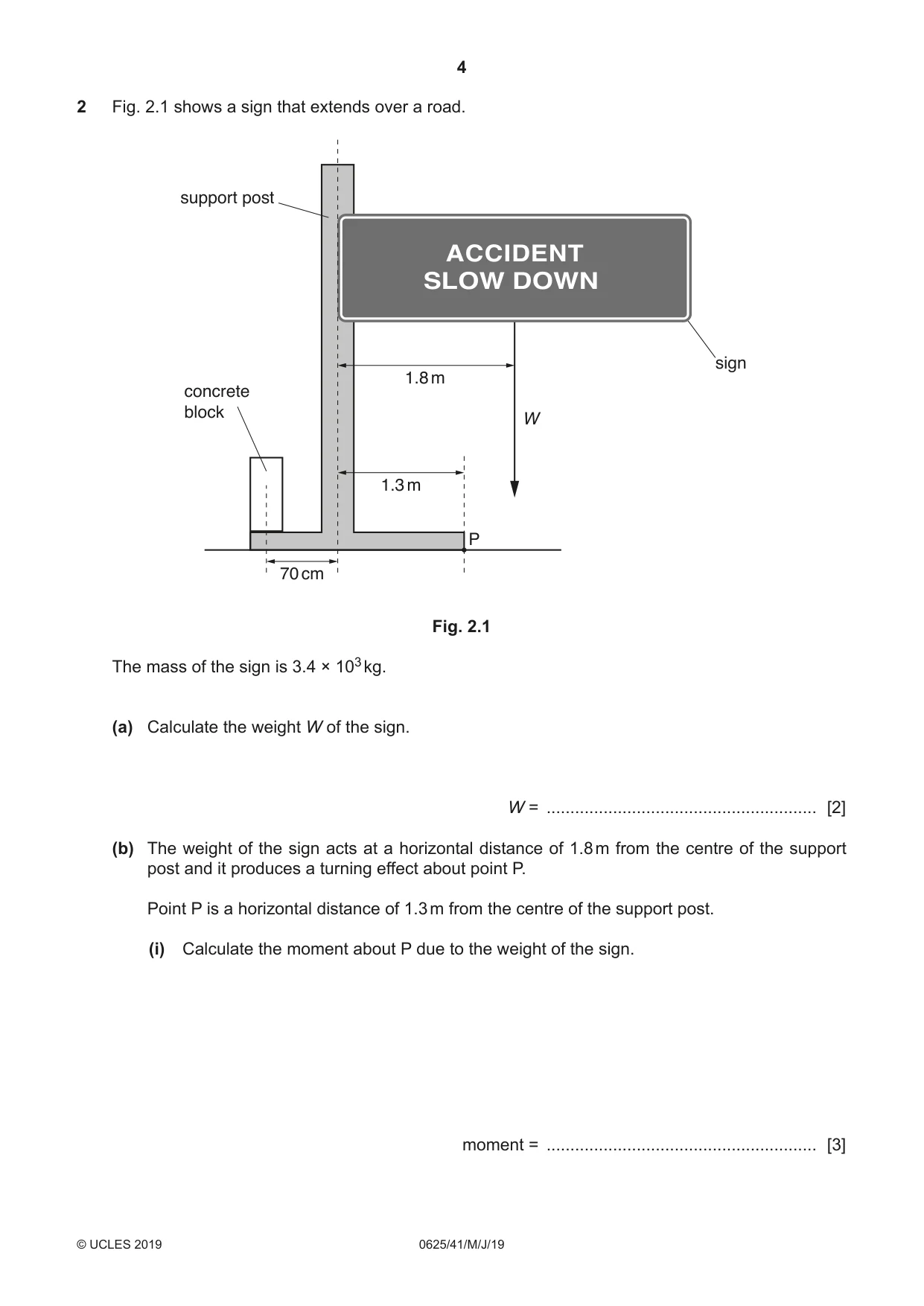 Cambridge IGCSE Physics 0625 2019 May/June Paper 4 · Variant 1 question paper, page 4 of 20
