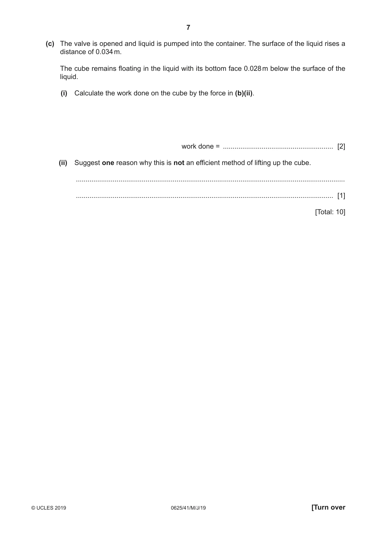 Cambridge IGCSE Physics 0625 2019 May/June Paper 4 · Variant 1 question paper, page 7 of 20
