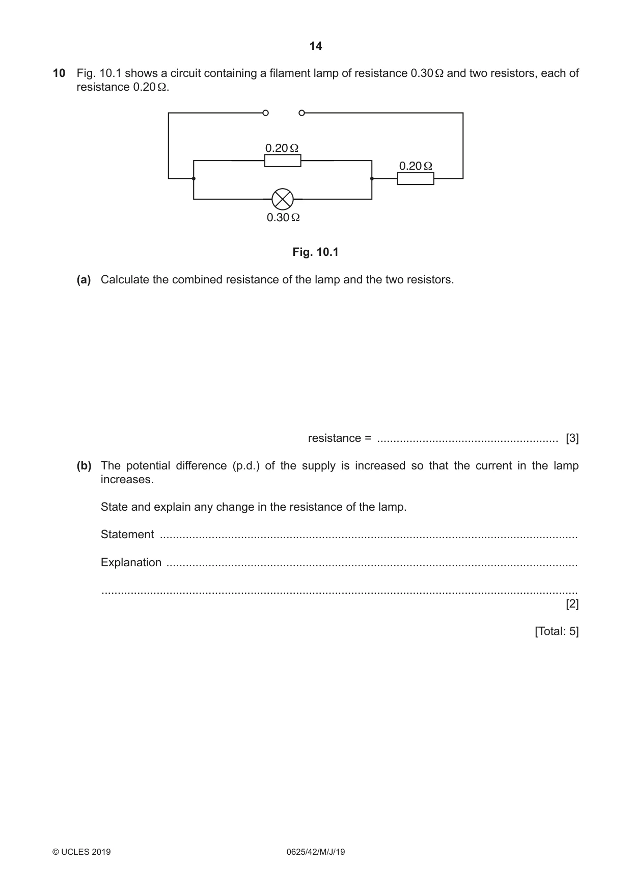 Cambridge IGCSE Physics 0625 2019 May/June Paper 4 · Variant 2 question paper, page 14 of 16