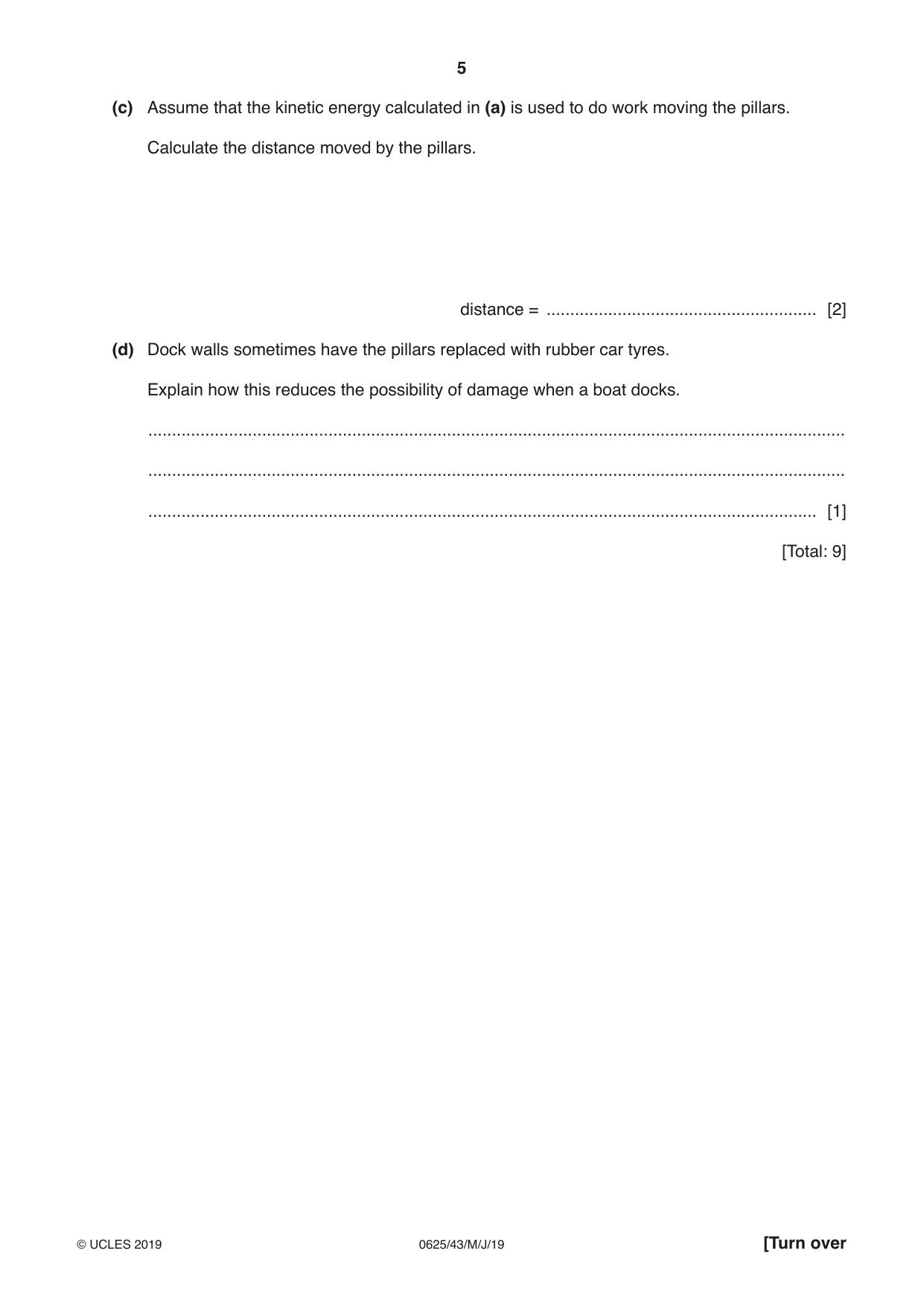 Cambridge IGCSE Physics 0625 2019 May/June Paper 4 · Variant 3 question paper, page 5 of 20