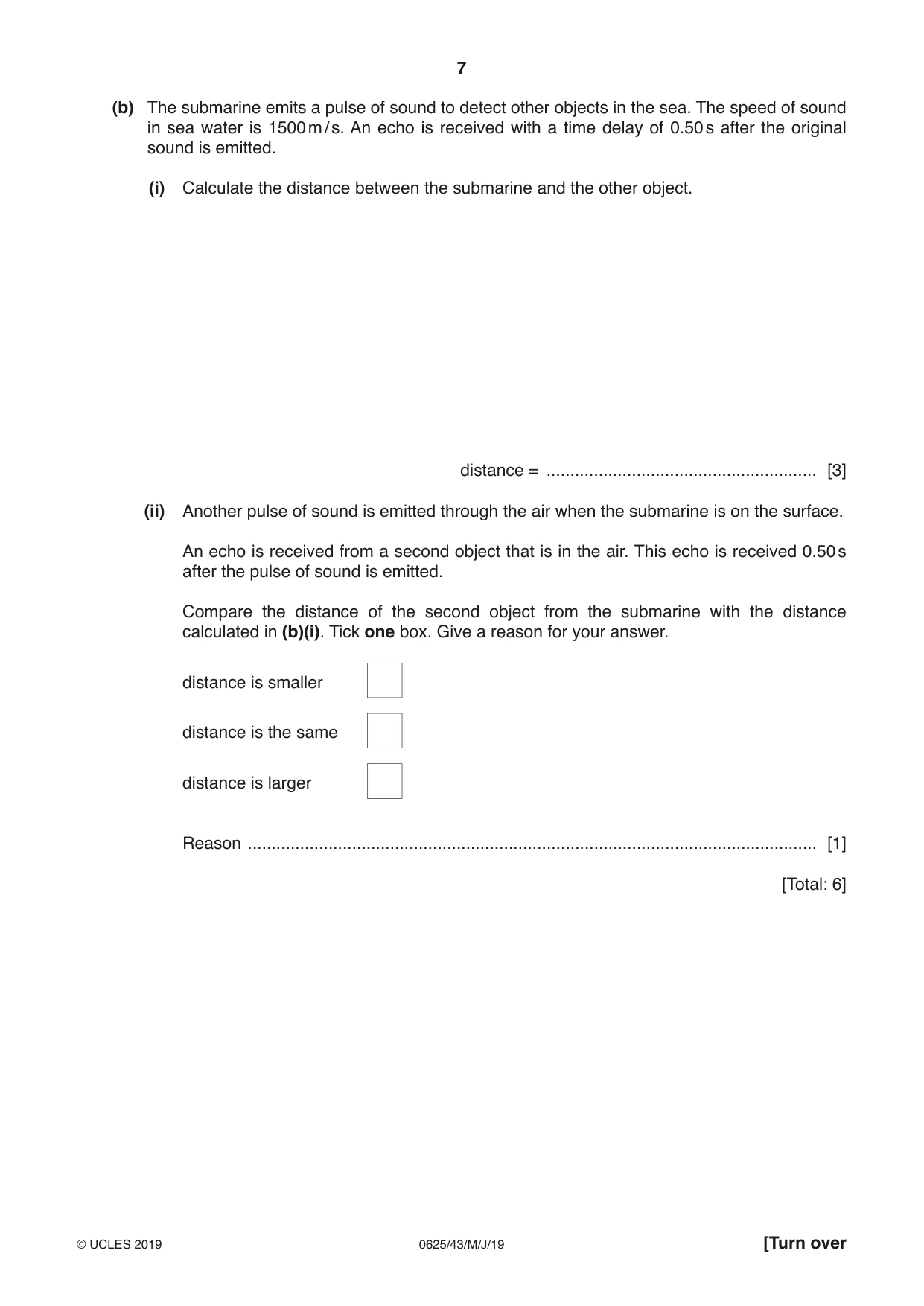 Cambridge IGCSE Physics 0625 2019 May/June Paper 4 · Variant 3 question paper, page 7 of 20