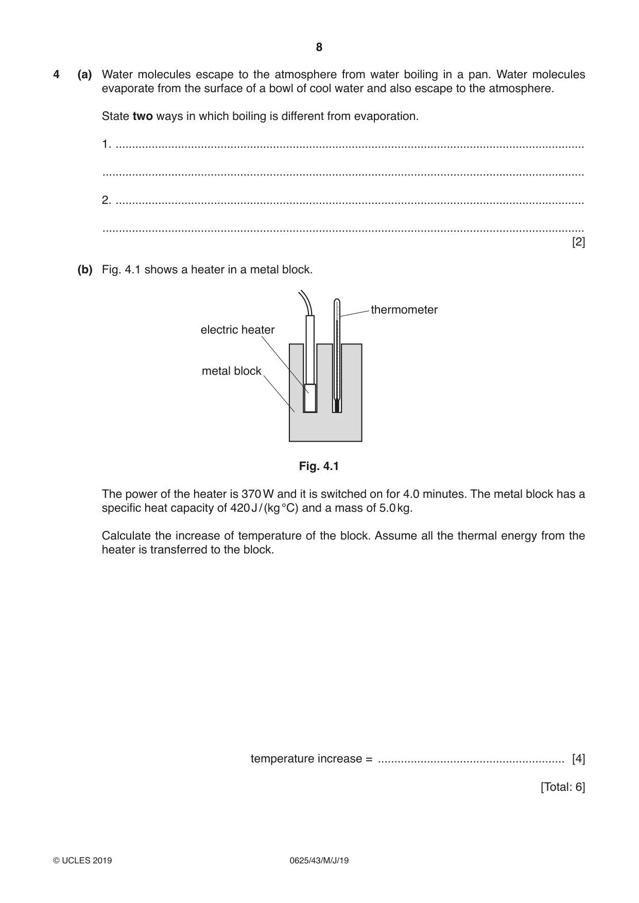 Cambridge IGCSE Physics 0625 2019 May/June Paper 4 · Variant 3 question paper, page 8 of 20