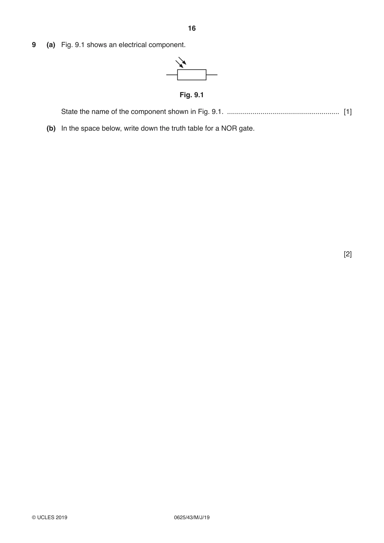 Cambridge IGCSE Physics 0625 2019 May/June Paper 4 · Variant 3 question paper, page 16 of 20