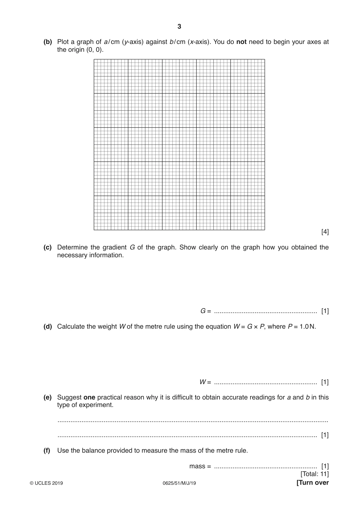 Cambridge IGCSE Physics 0625 2019 May/June Paper 5 · Variant 1 question paper, page 3 of 12