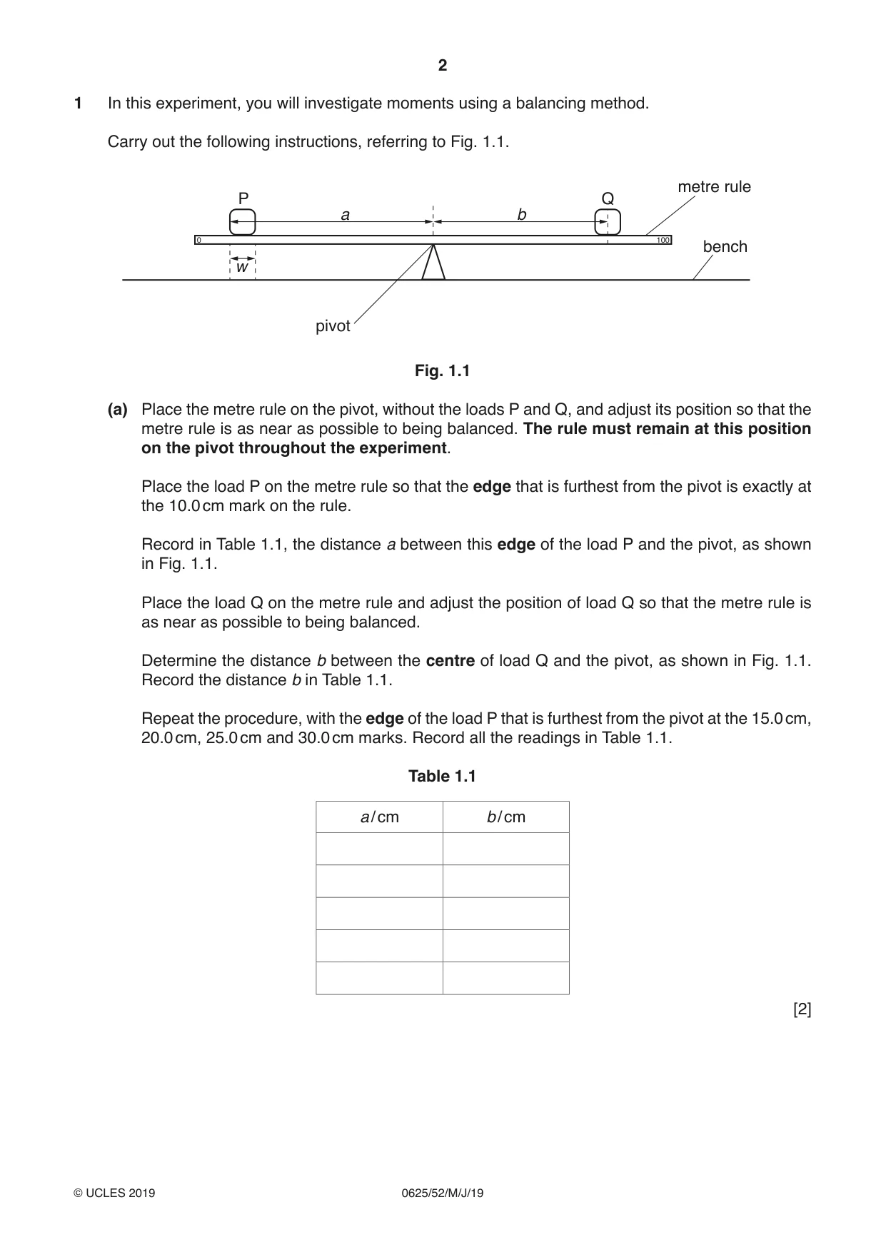 Cambridge IGCSE Physics 0625 2019 May/June Paper 5 · Variant 2 question paper, page 2 of 12