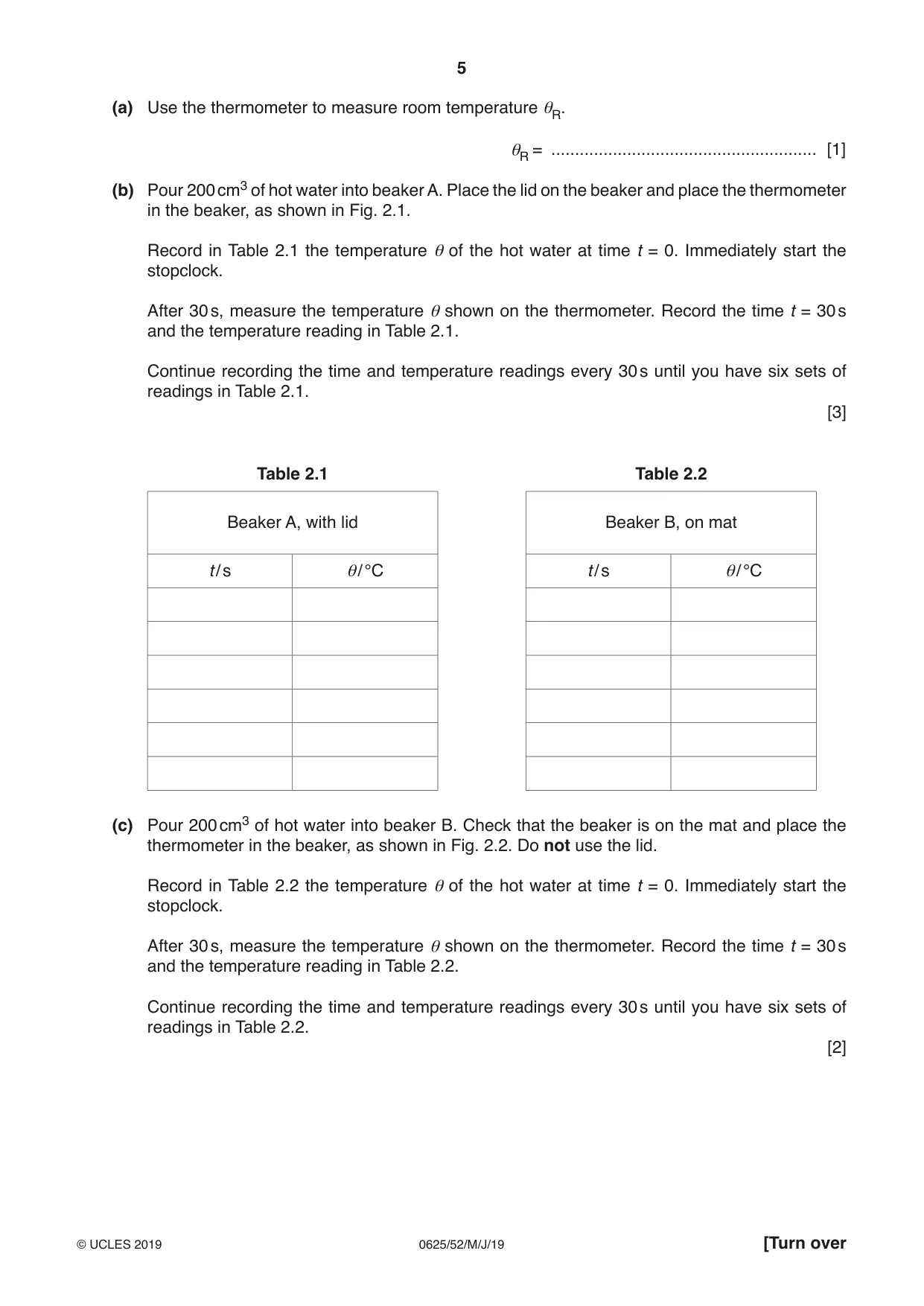 Cambridge IGCSE Physics 0625 2019 May/June Paper 5 · Variant 2 question paper, page 5 of 12