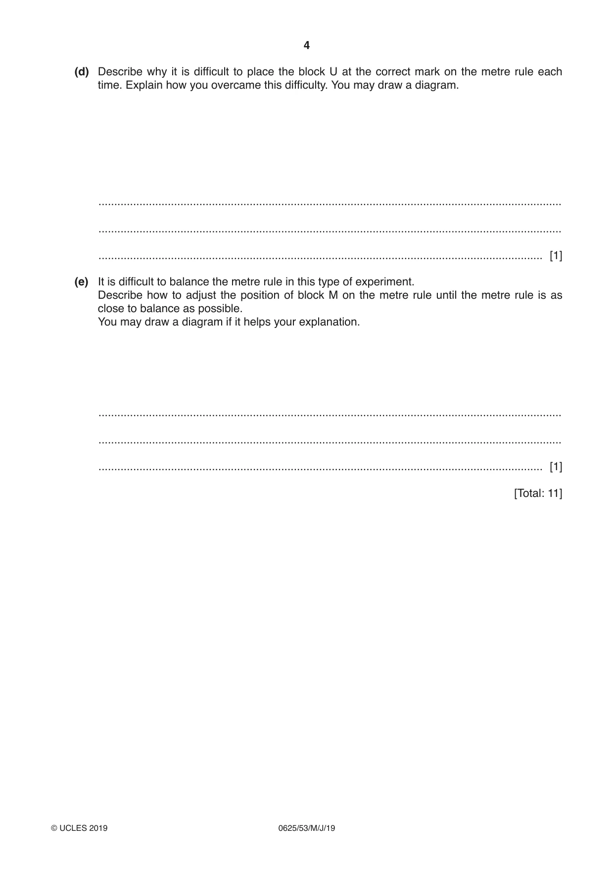 Cambridge IGCSE Physics 0625 2019 May/June Paper 5 · Variant 3 question paper, page 4 of 12