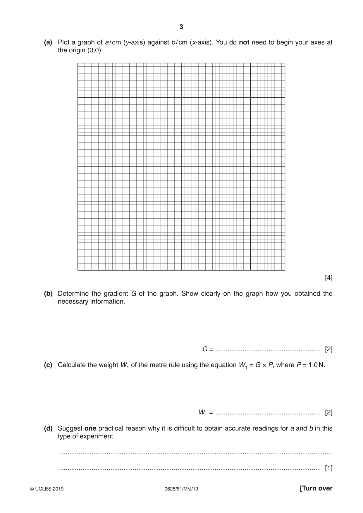 Cambridge IGCSE Physics 0625 2019 May/June Paper 6 · Variant 1 question paper, page 3 of 12