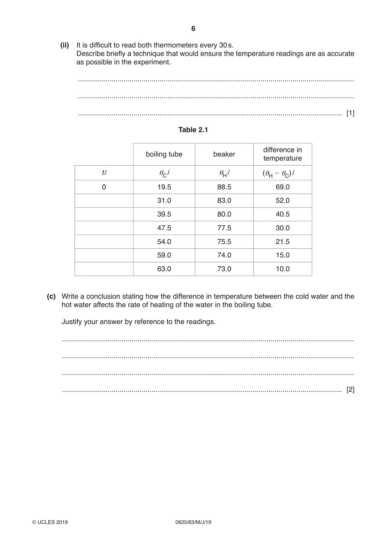 Cambridge IGCSE Physics 0625 2019 May/June Paper 6 · Variant 3 question paper, page 6 of 12