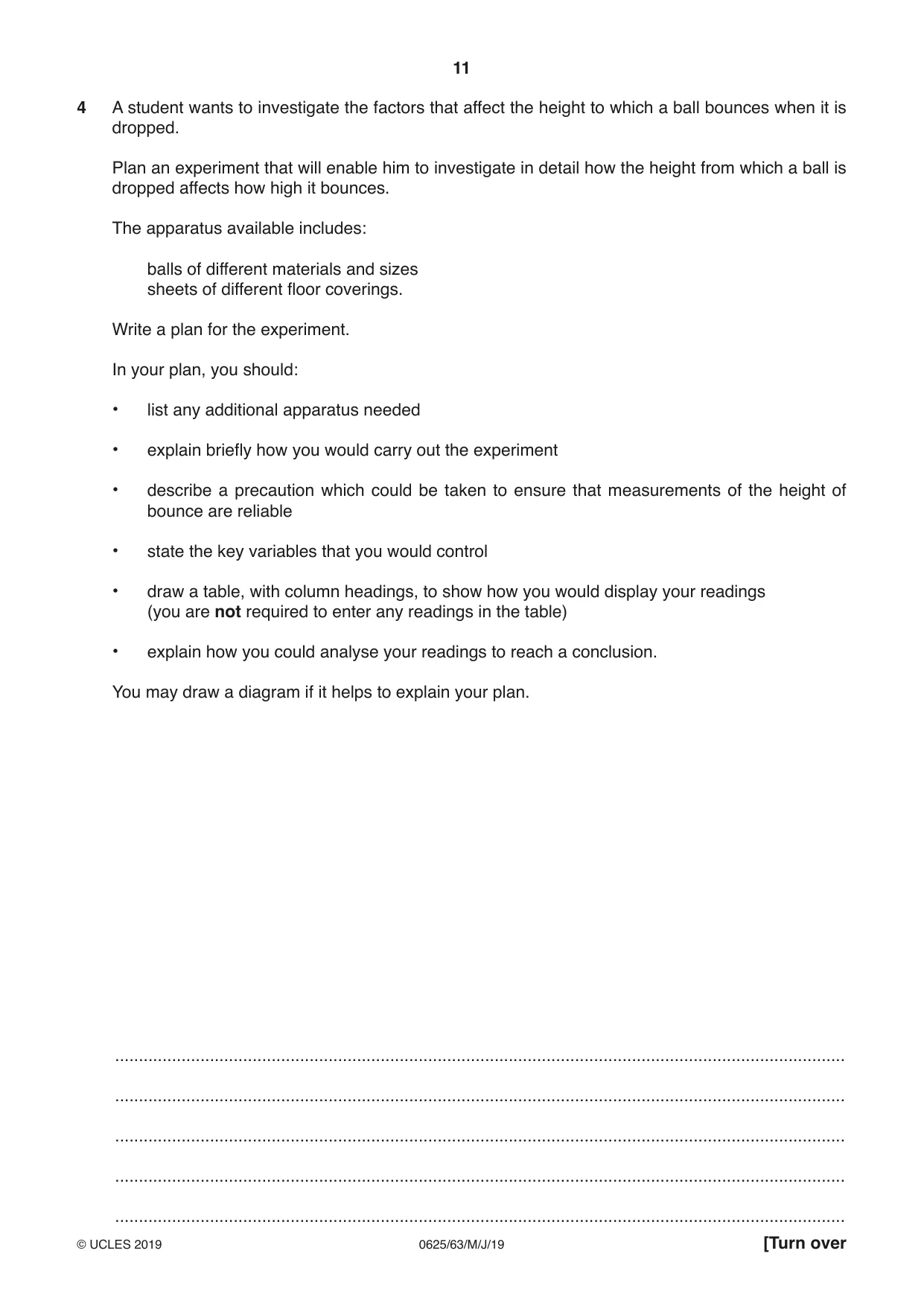 Cambridge IGCSE Physics 0625 2019 May/June Paper 6 · Variant 3 question paper, page 11 of 12