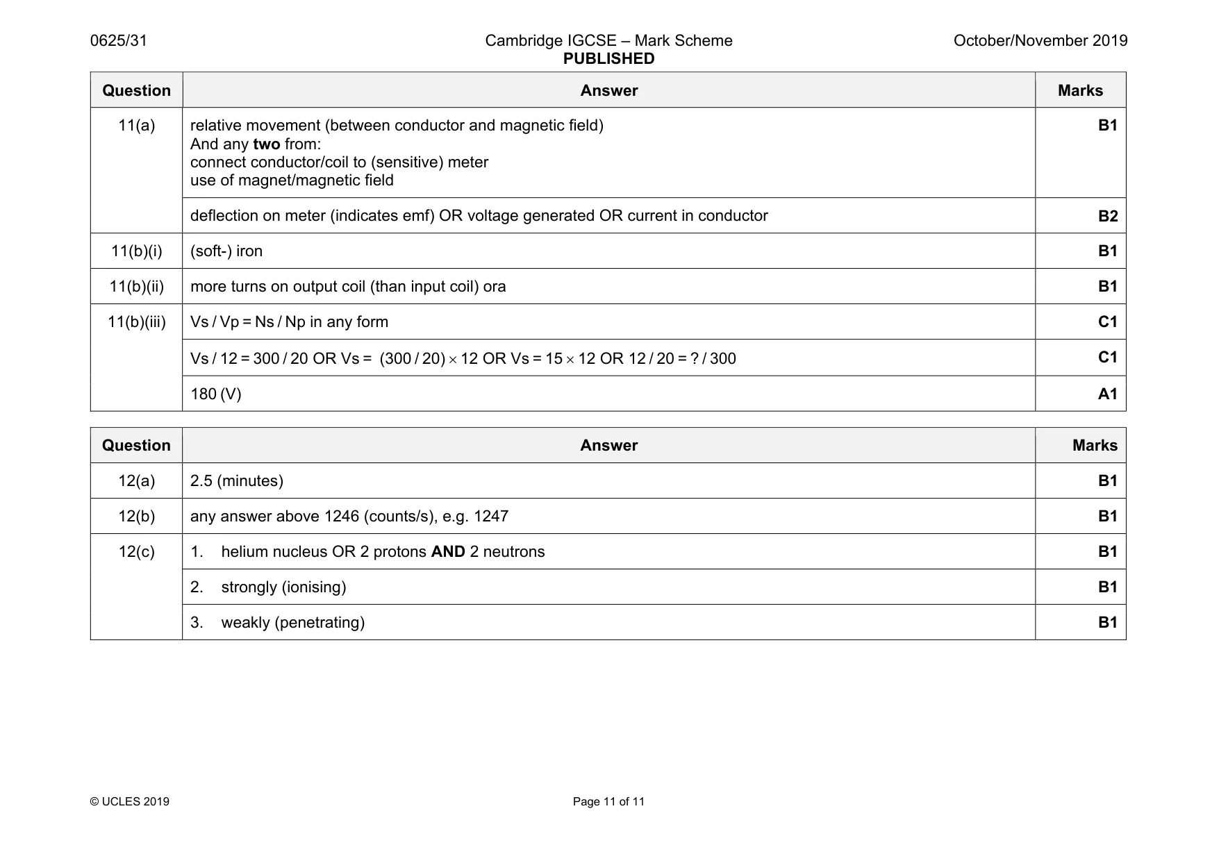 Mark scheme, page 11 of 11