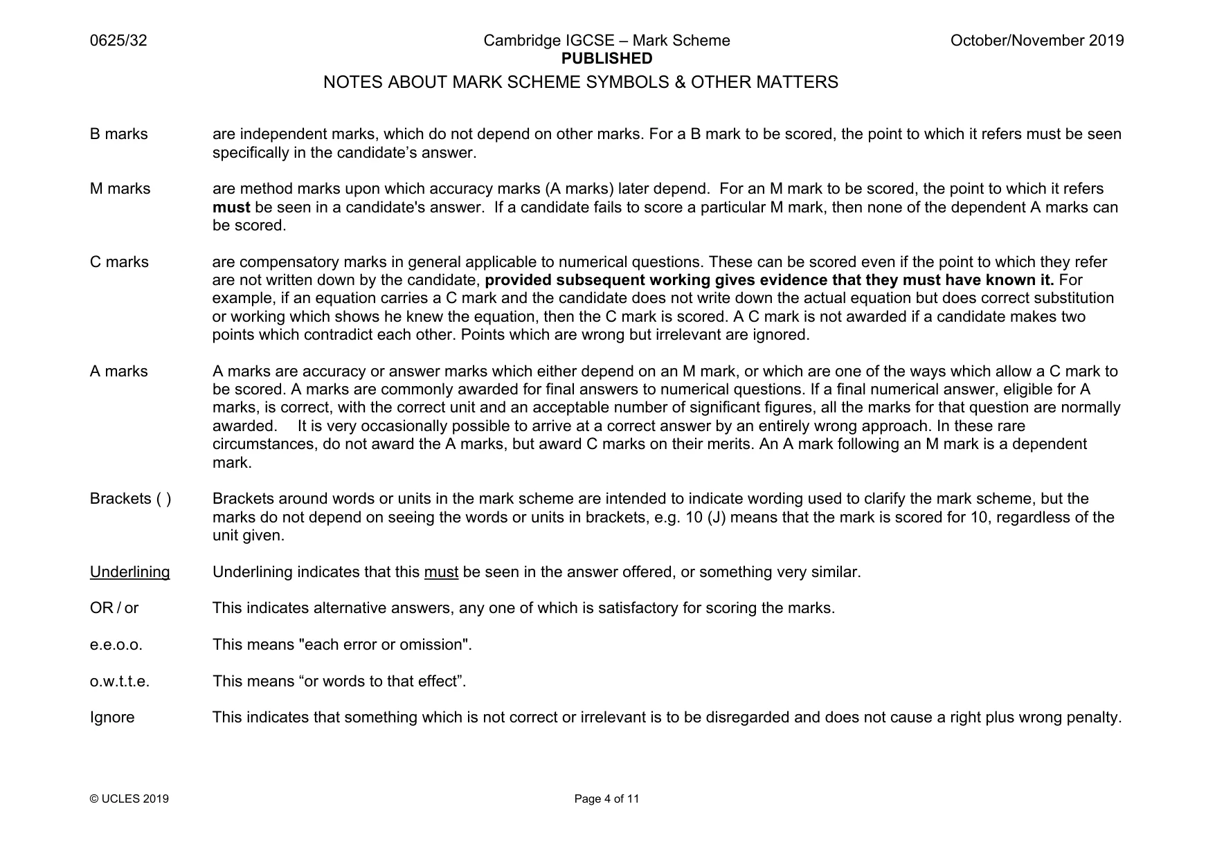 Mark scheme, page 4 of 11