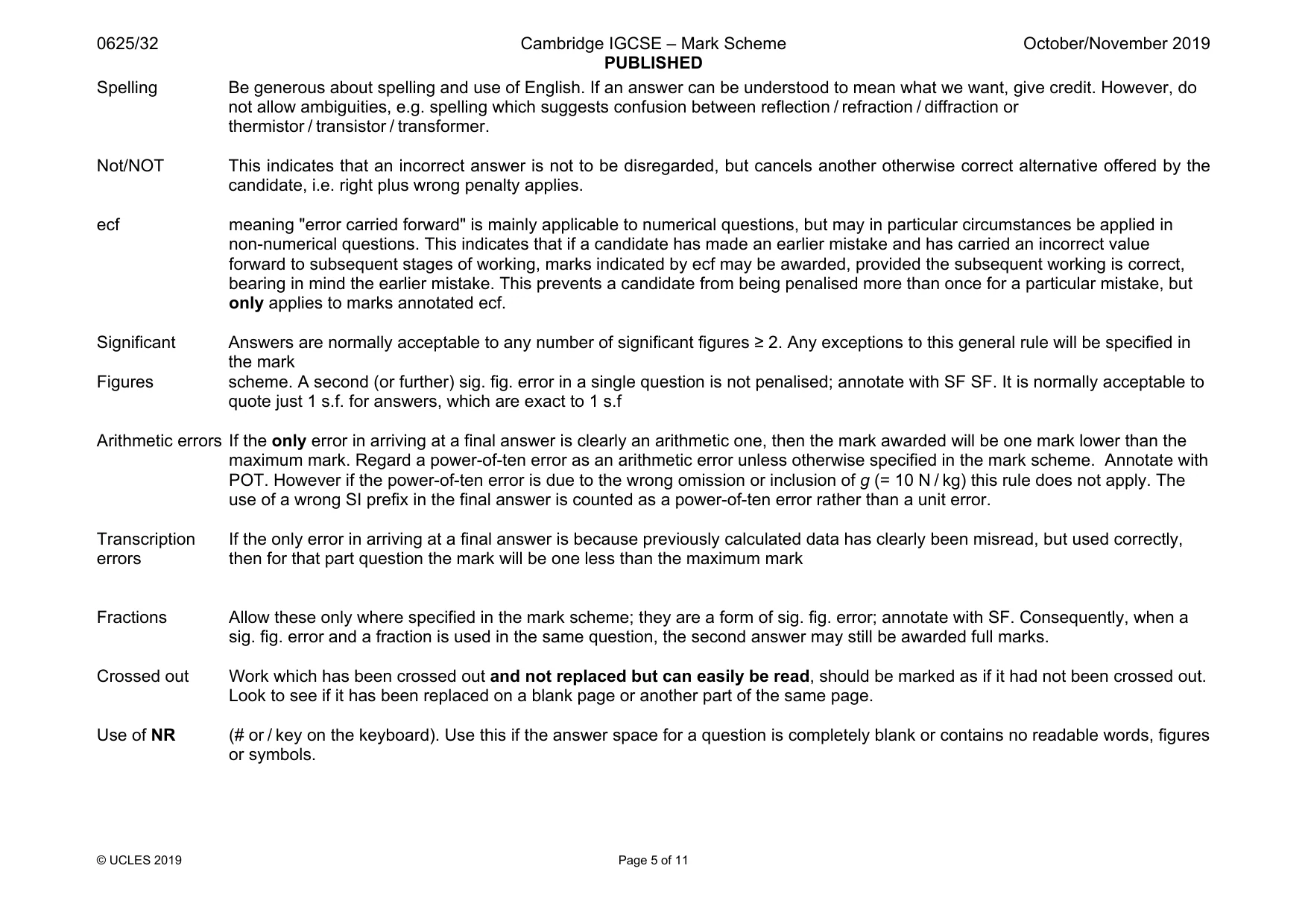 Mark scheme, page 5 of 11