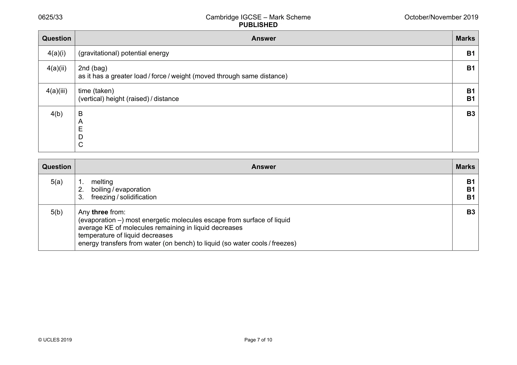 Mark scheme, page 7 of 10