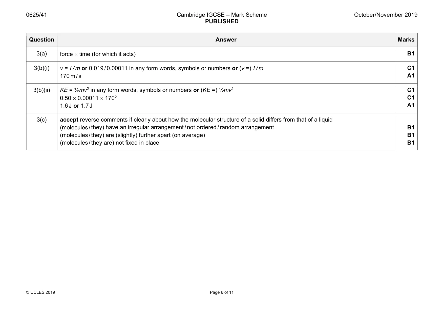 Mark scheme, page 6 of 11