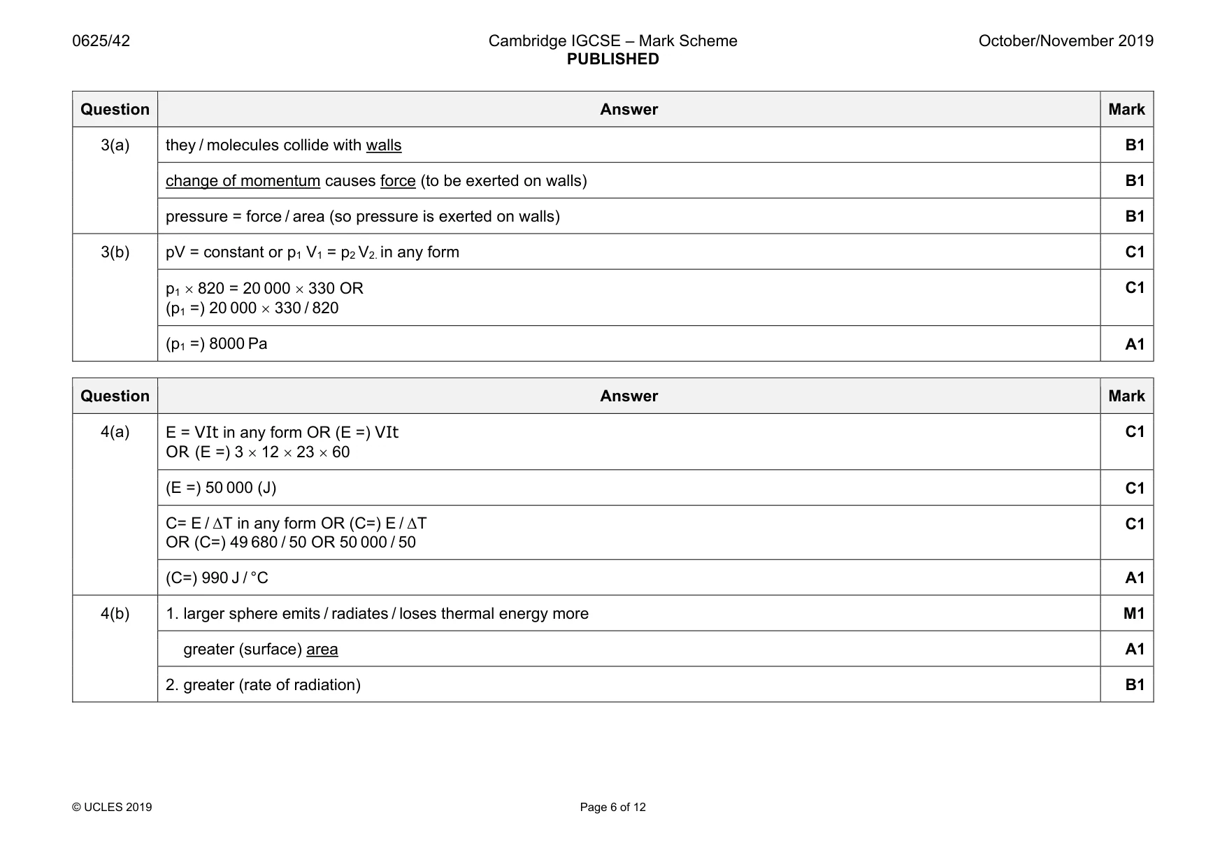 Mark scheme, page 6 of 12