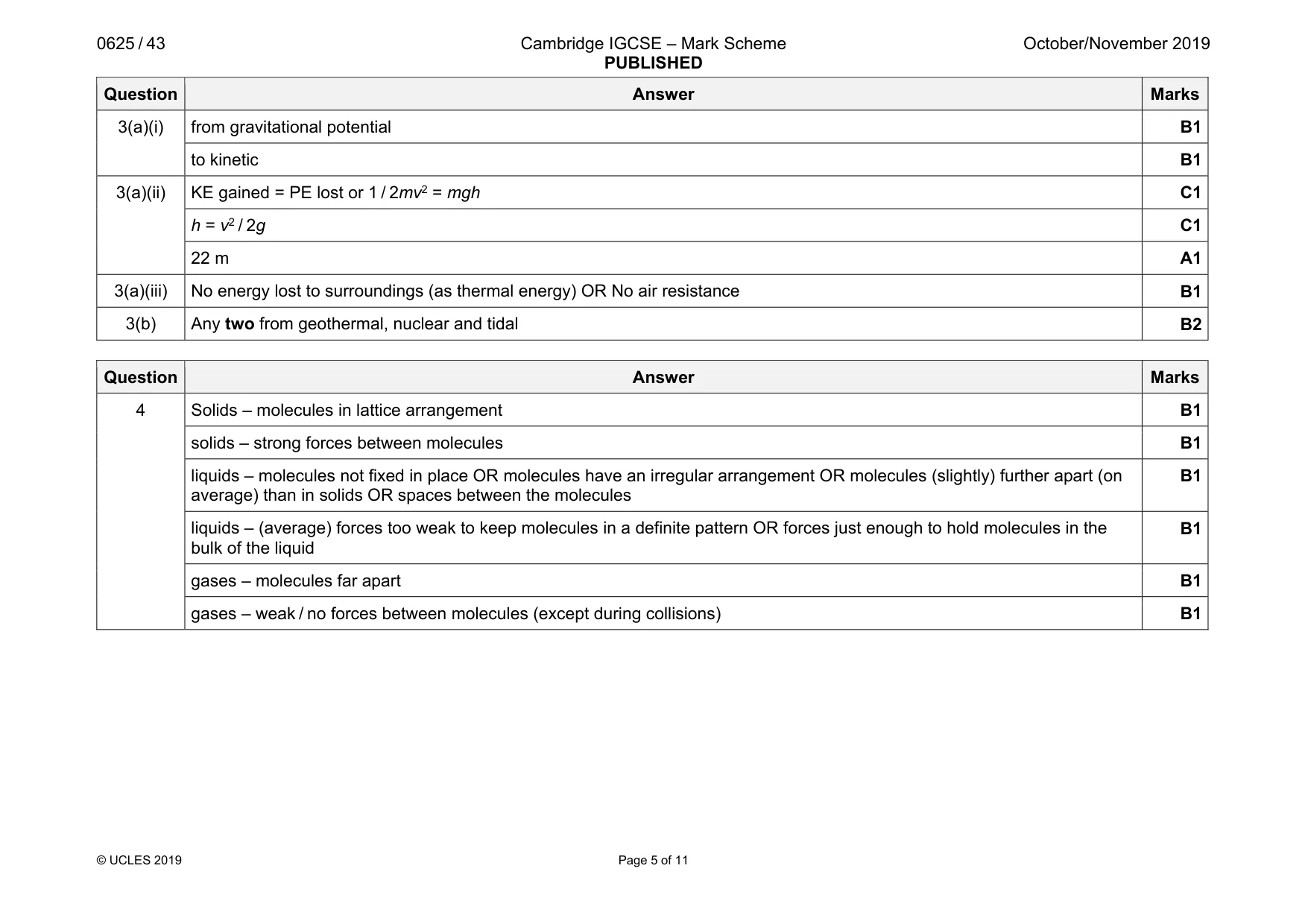 Mark scheme, page 5 of 11