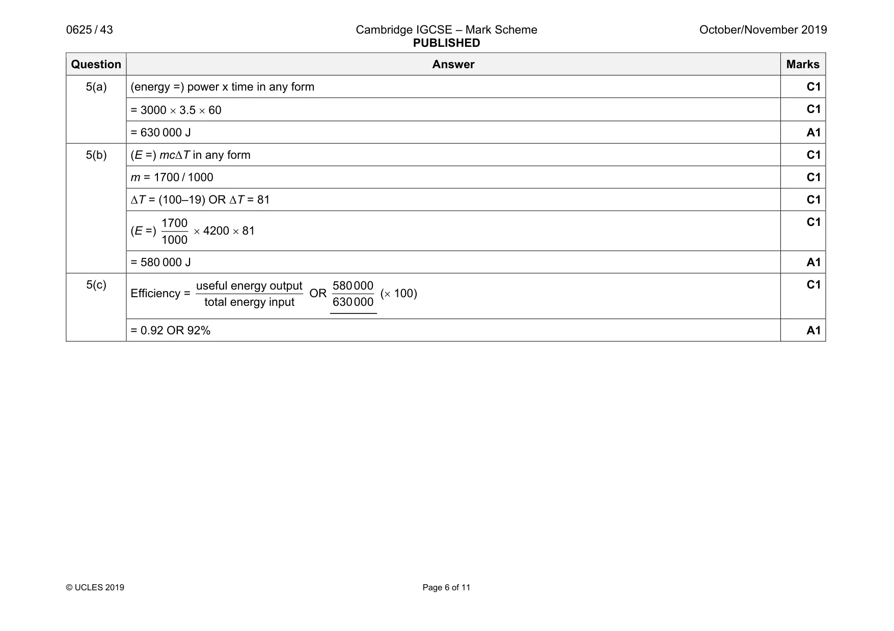 Mark scheme, page 6 of 11