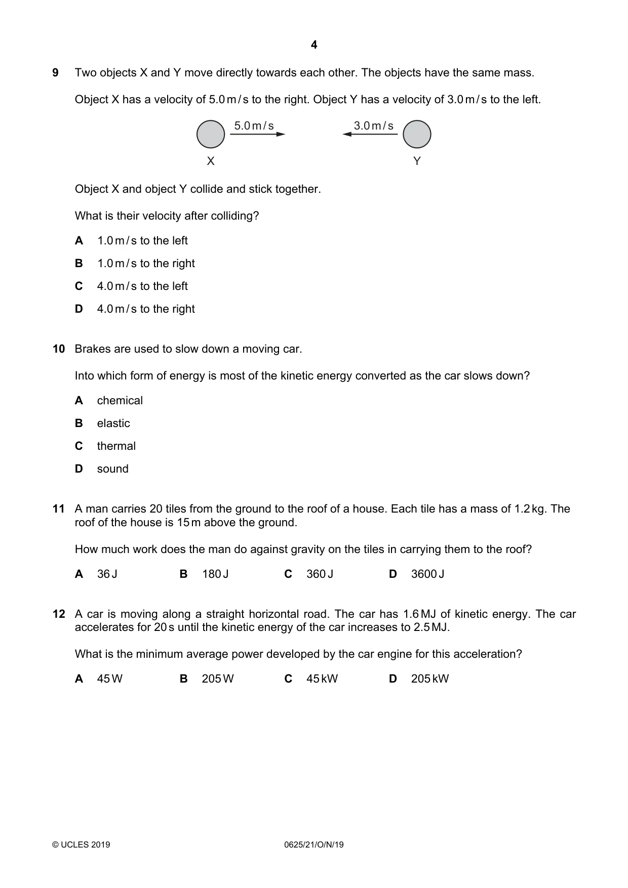 Cambridge IGCSE Physics 0625 2019 Oct/Nov Paper 2 · Variant 1 question paper, page 4 of 16