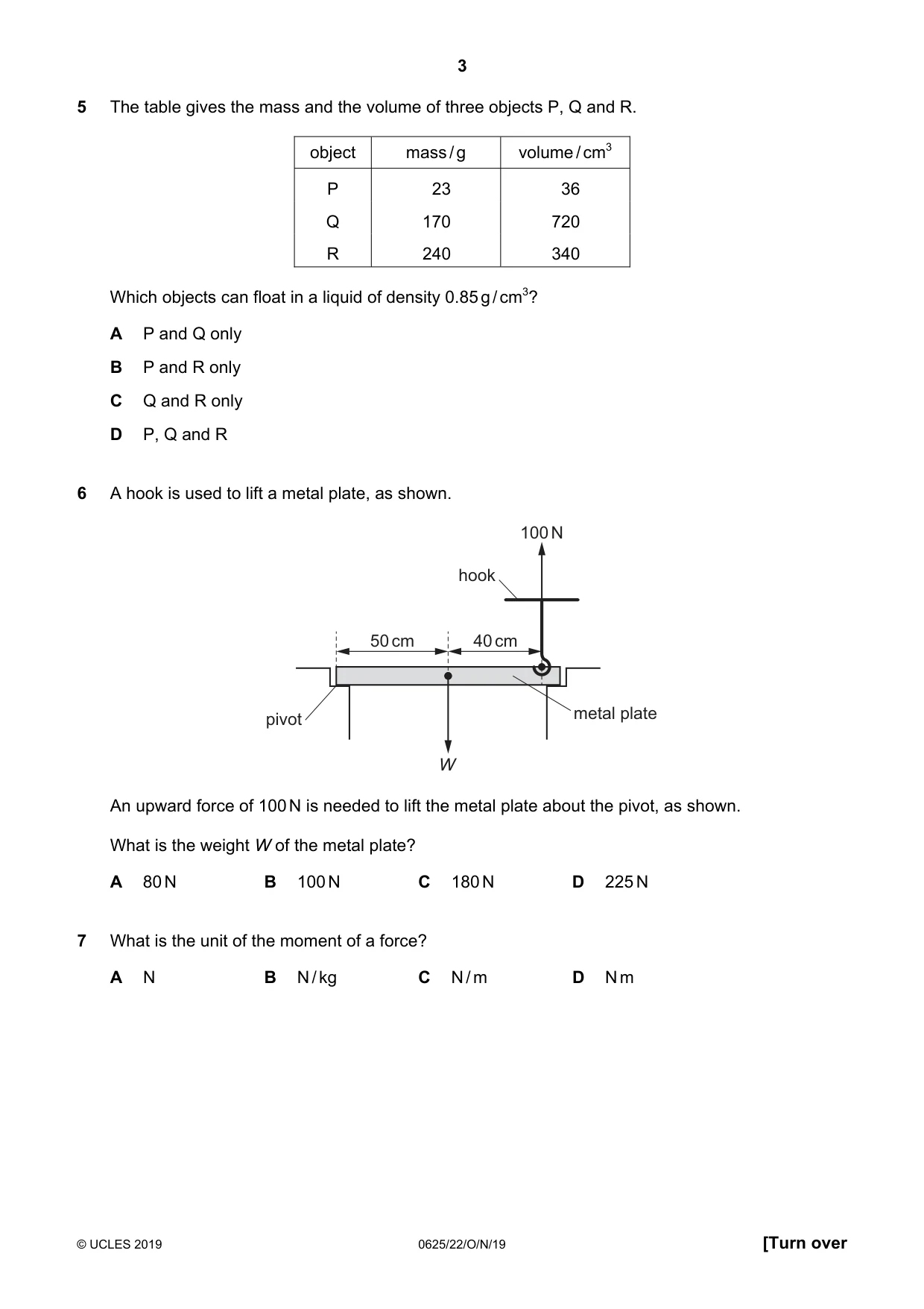 Cambridge IGCSE Physics 0625 2019 Oct/Nov Paper 2 · Variant 2 question paper, page 3 of 16