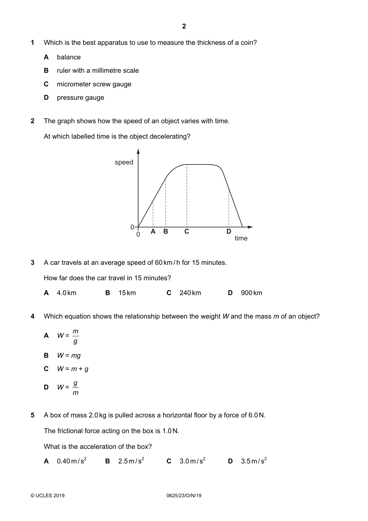 Cambridge IGCSE Physics 0625 2019 Oct/Nov Paper 2 · Variant 3 question paper, page 2 of 16