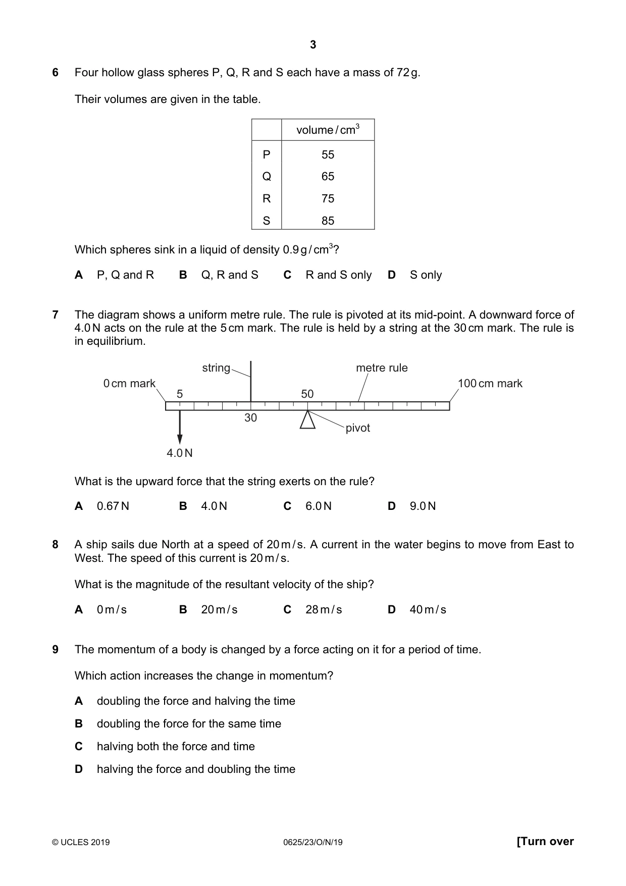 Cambridge IGCSE Physics 0625 2019 Oct/Nov Paper 2 · Variant 3 question paper, page 3 of 16