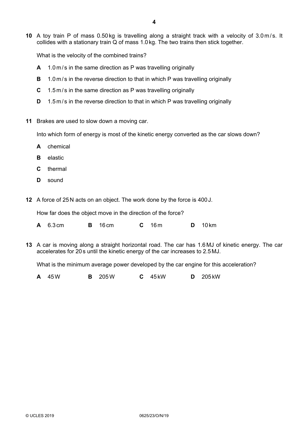 Cambridge IGCSE Physics 0625 2019 Oct/Nov Paper 2 · Variant 3 question paper, page 4 of 16