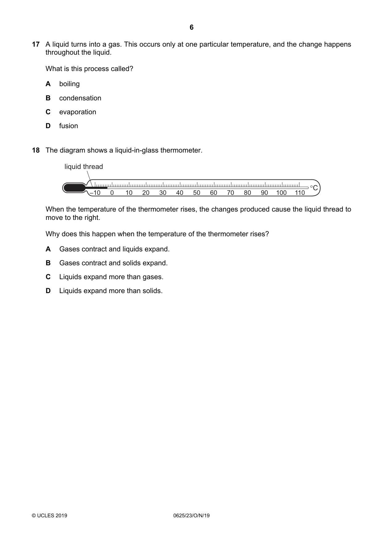 Cambridge IGCSE Physics 0625 2019 Oct/Nov Paper 2 · Variant 3 question paper, page 6 of 16