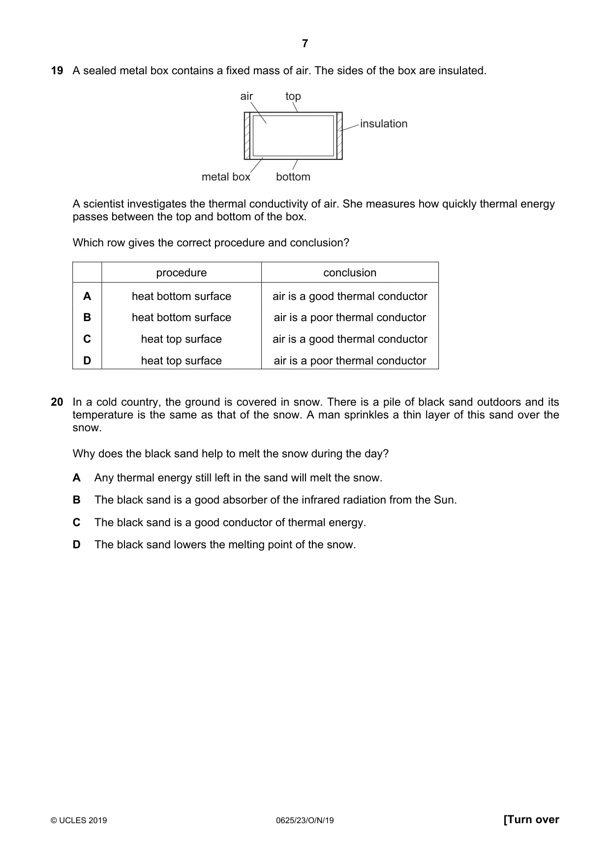 Cambridge IGCSE Physics 0625 2019 Oct/Nov Paper 2 · Variant 3 question paper, page 7 of 16