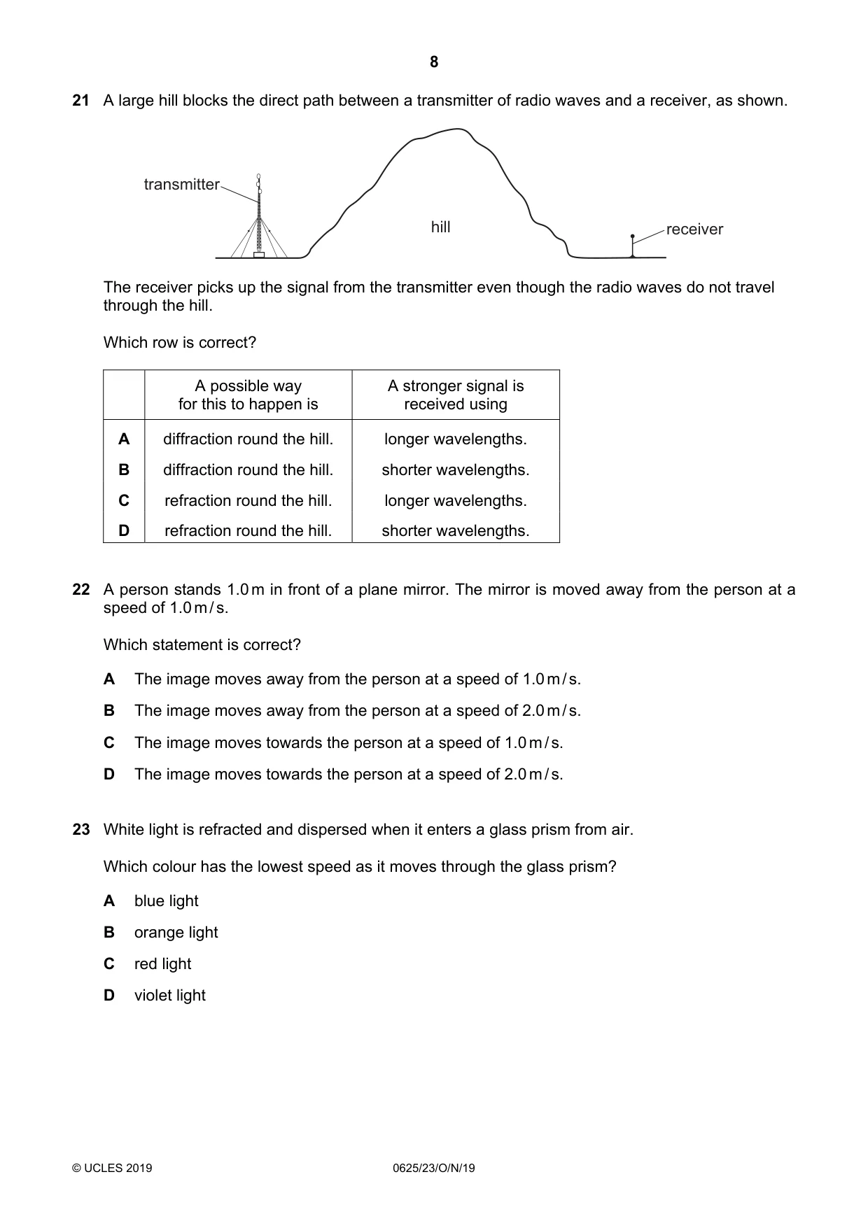 Cambridge IGCSE Physics 0625 2019 Oct/Nov Paper 2 · Variant 3 question paper, page 8 of 16