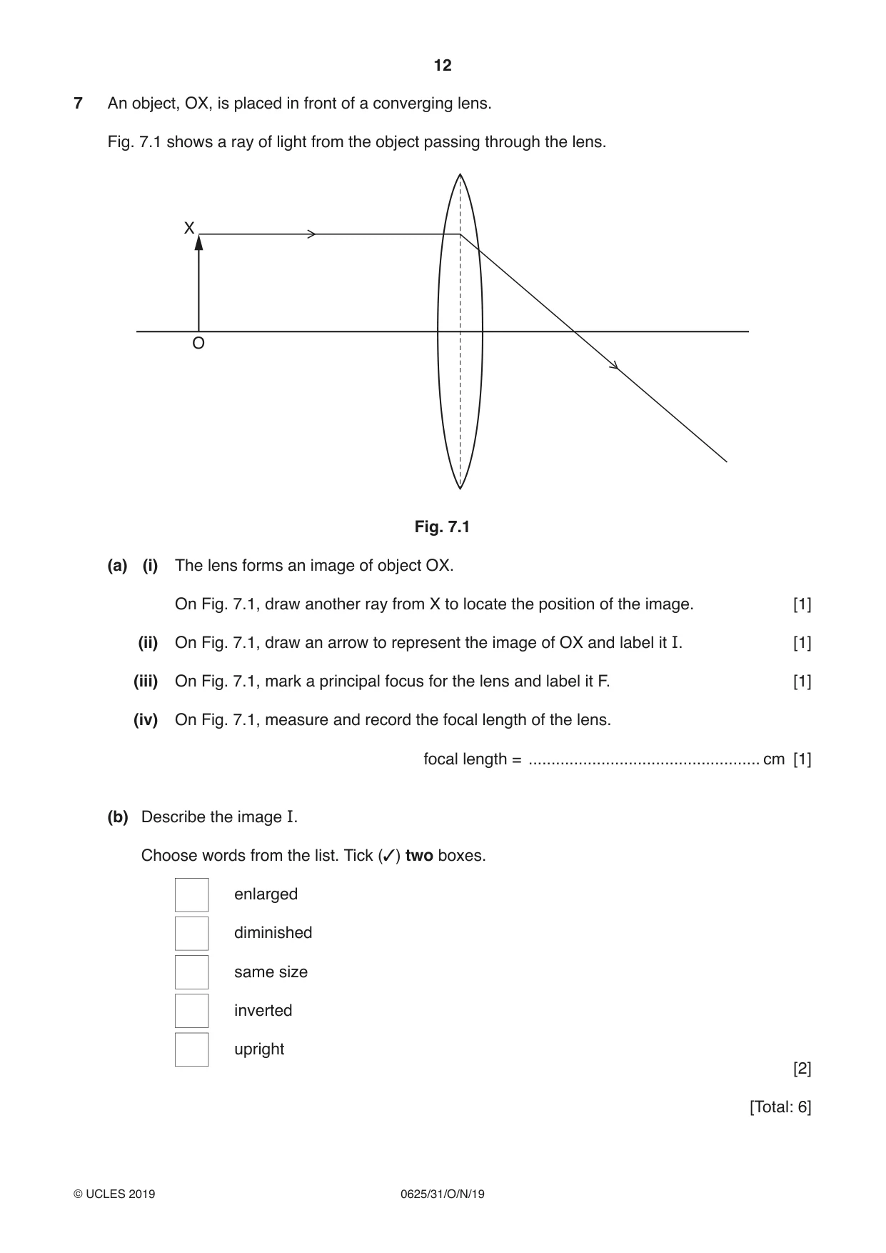 Cambridge IGCSE Physics 0625 2019 Oct/Nov Paper 3 · Variant 1 question paper, page 12 of 20