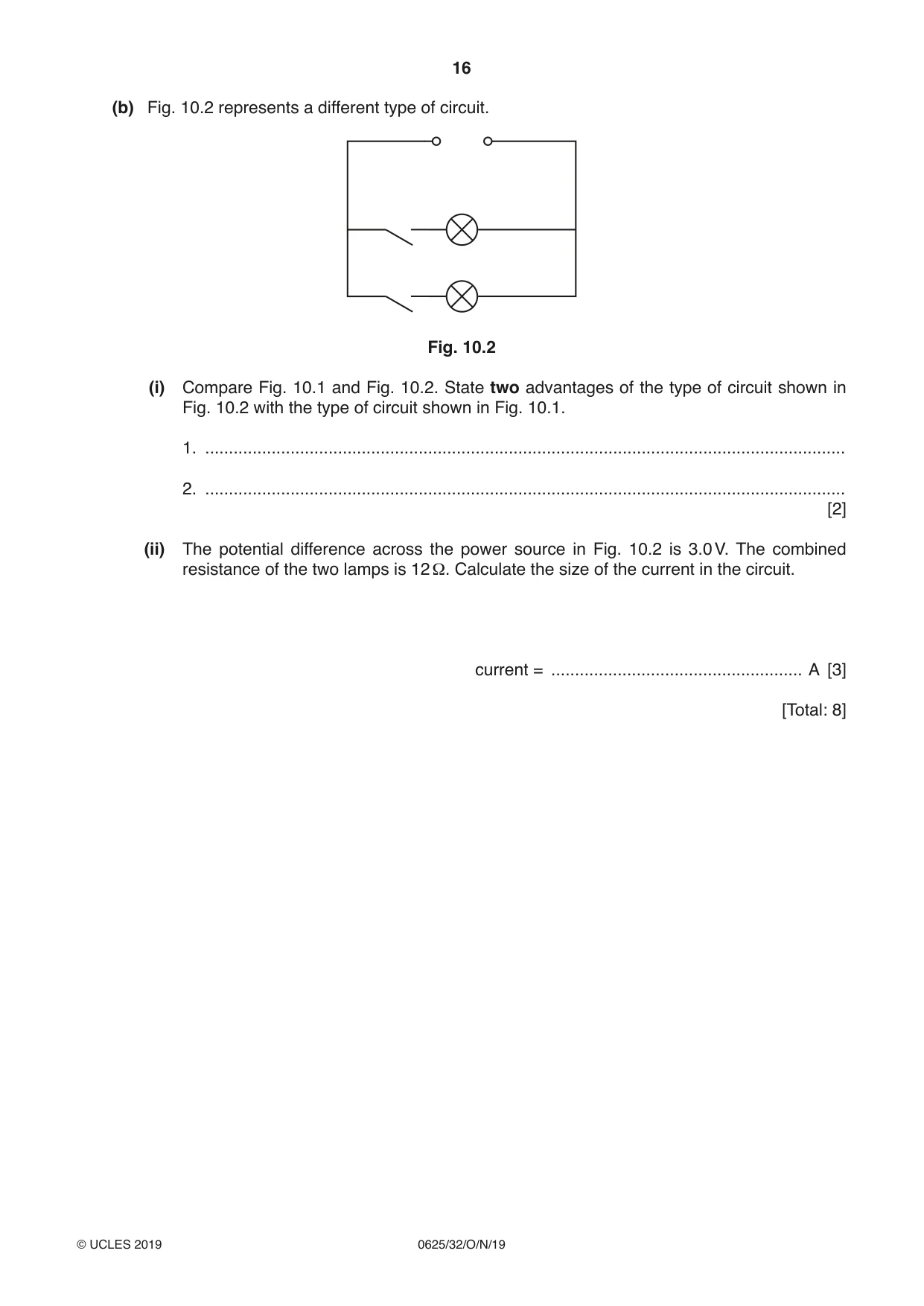 Cambridge IGCSE Physics 0625 2019 Oct/Nov Paper 3 · Variant 2 question paper, page 16 of 20