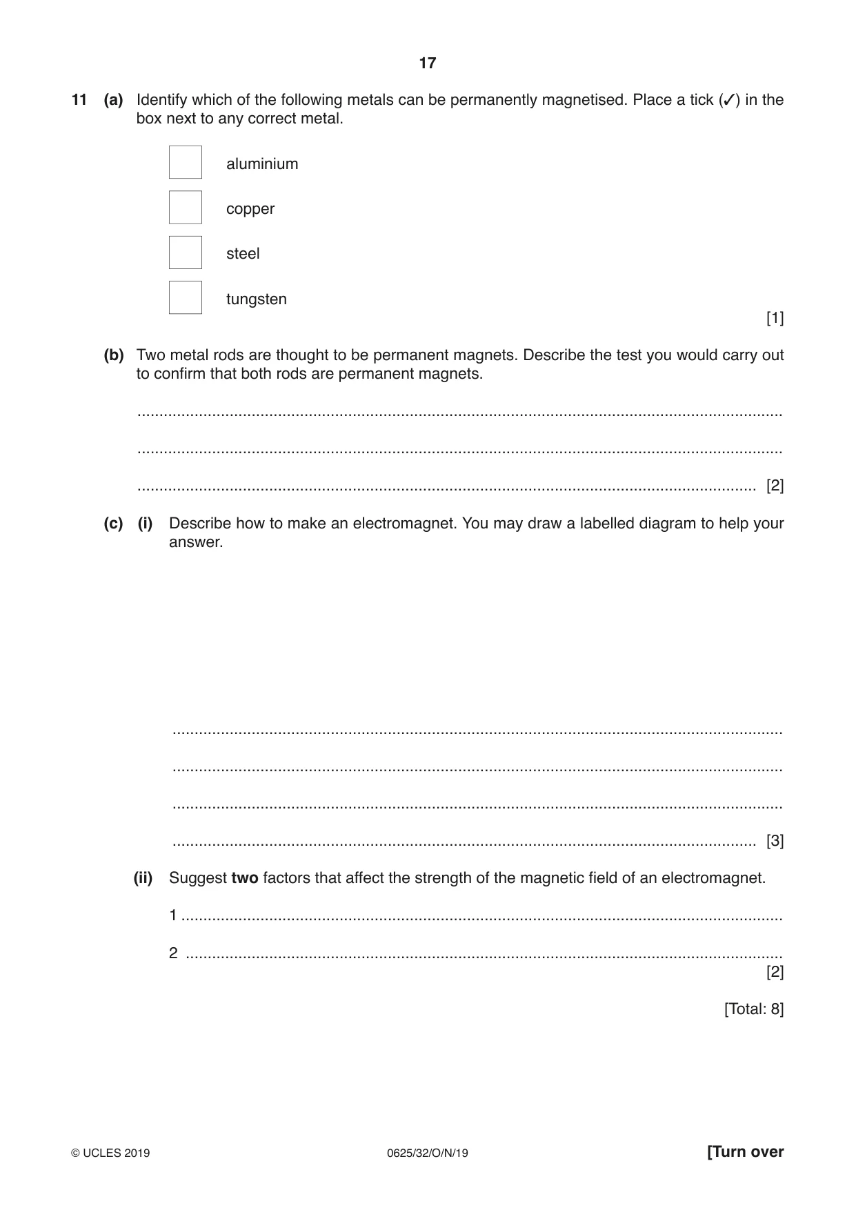 Cambridge IGCSE Physics 0625 2019 Oct/Nov Paper 3 · Variant 2 question paper, page 17 of 20