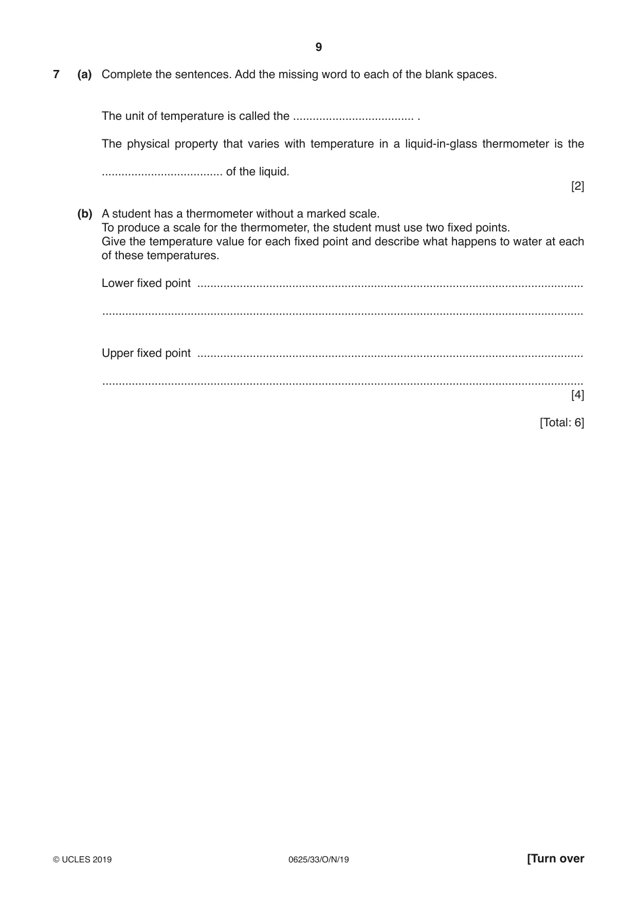 Cambridge IGCSE Physics 0625 2019 Oct/Nov Paper 3 · Variant 3 question paper, page 9 of 16
