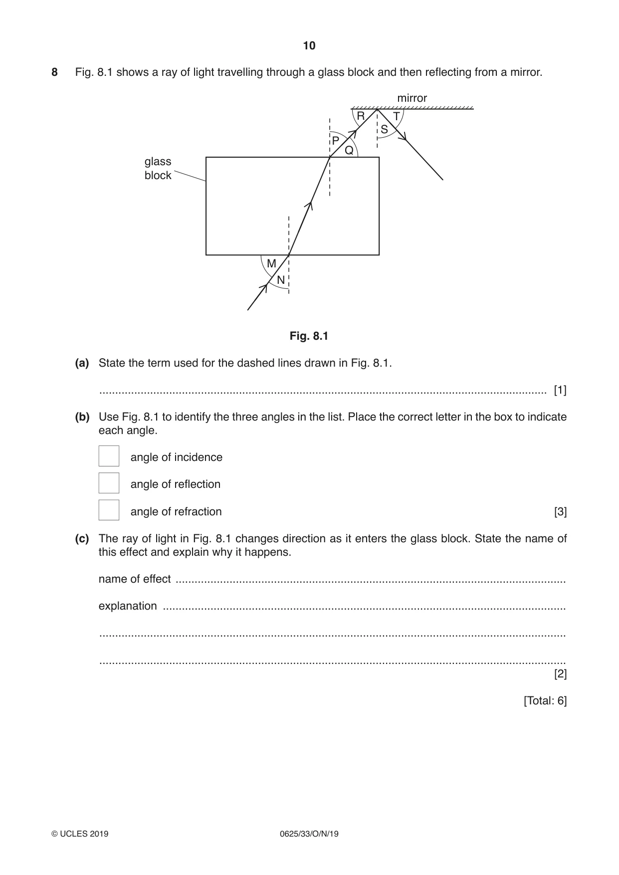 Cambridge IGCSE Physics 0625 2019 Oct/Nov Paper 3 · Variant 3 question paper, page 10 of 16