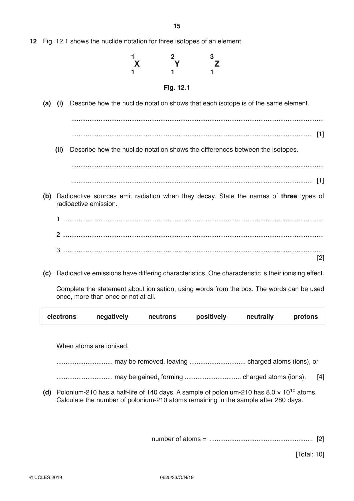Cambridge IGCSE Physics 0625 2019 Oct/Nov Paper 3 · Variant 3 question paper, page 15 of 16