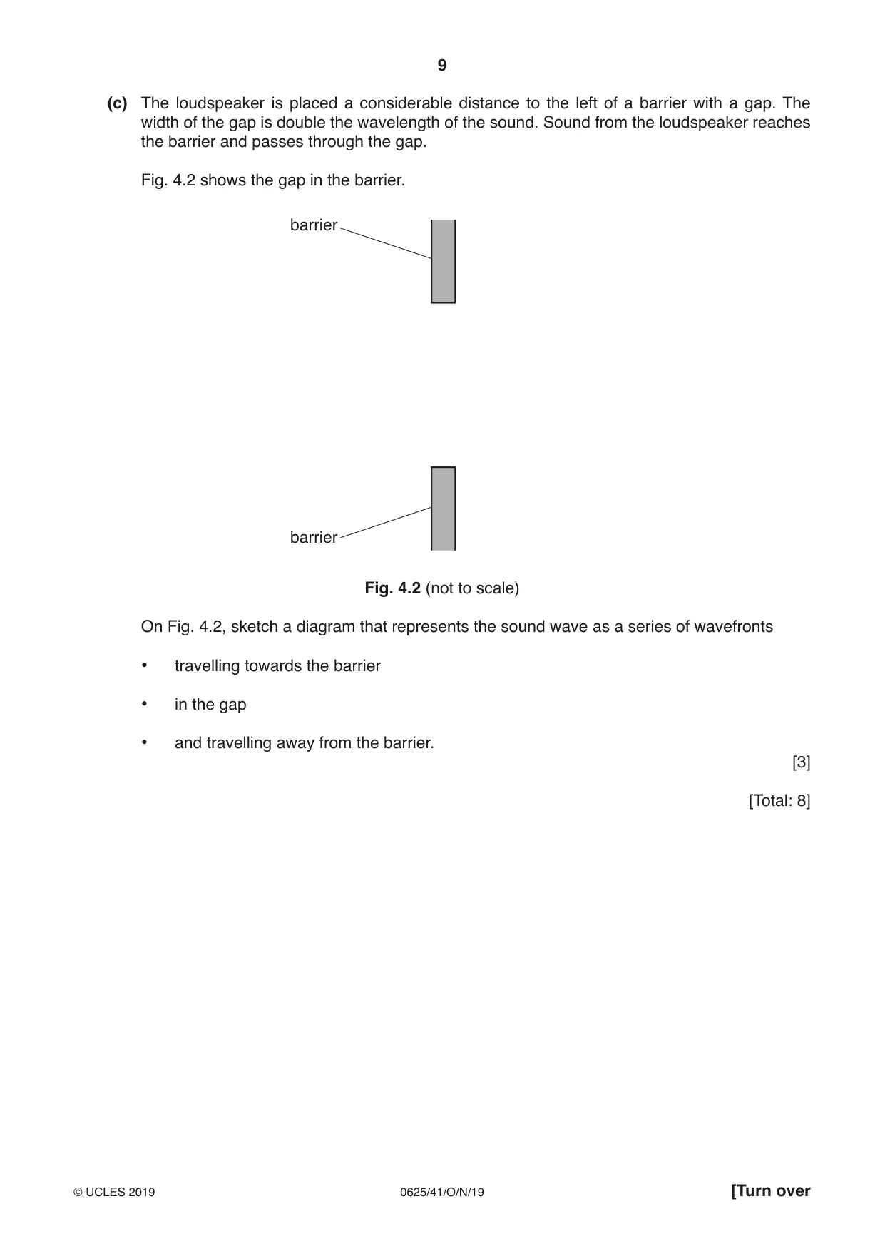 Cambridge IGCSE Physics 0625 2019 Oct/Nov Paper 4 · Variant 1 question paper, page 9 of 20