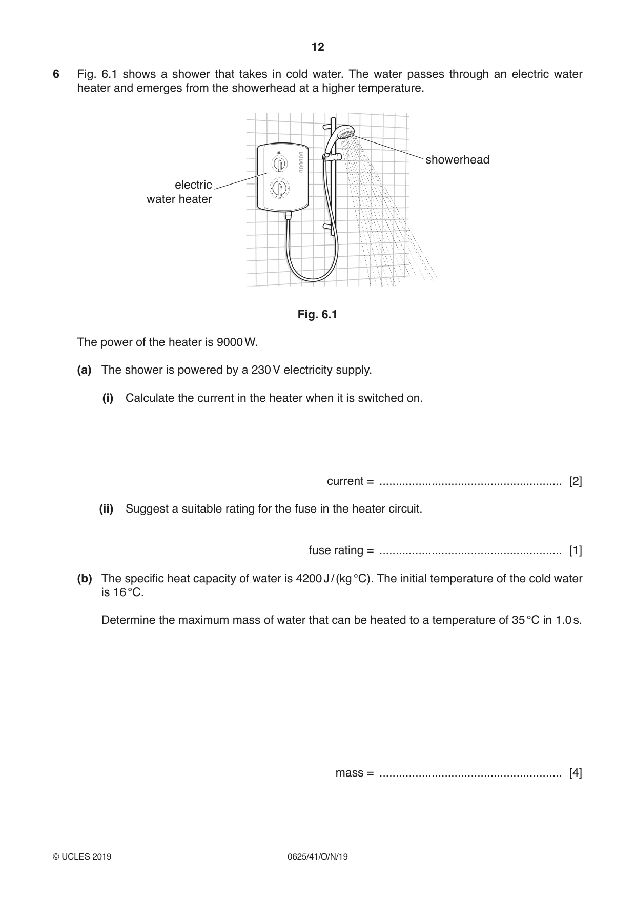 Cambridge IGCSE Physics 0625 2019 Oct/Nov Paper 4 · Variant 1 question paper, page 12 of 20