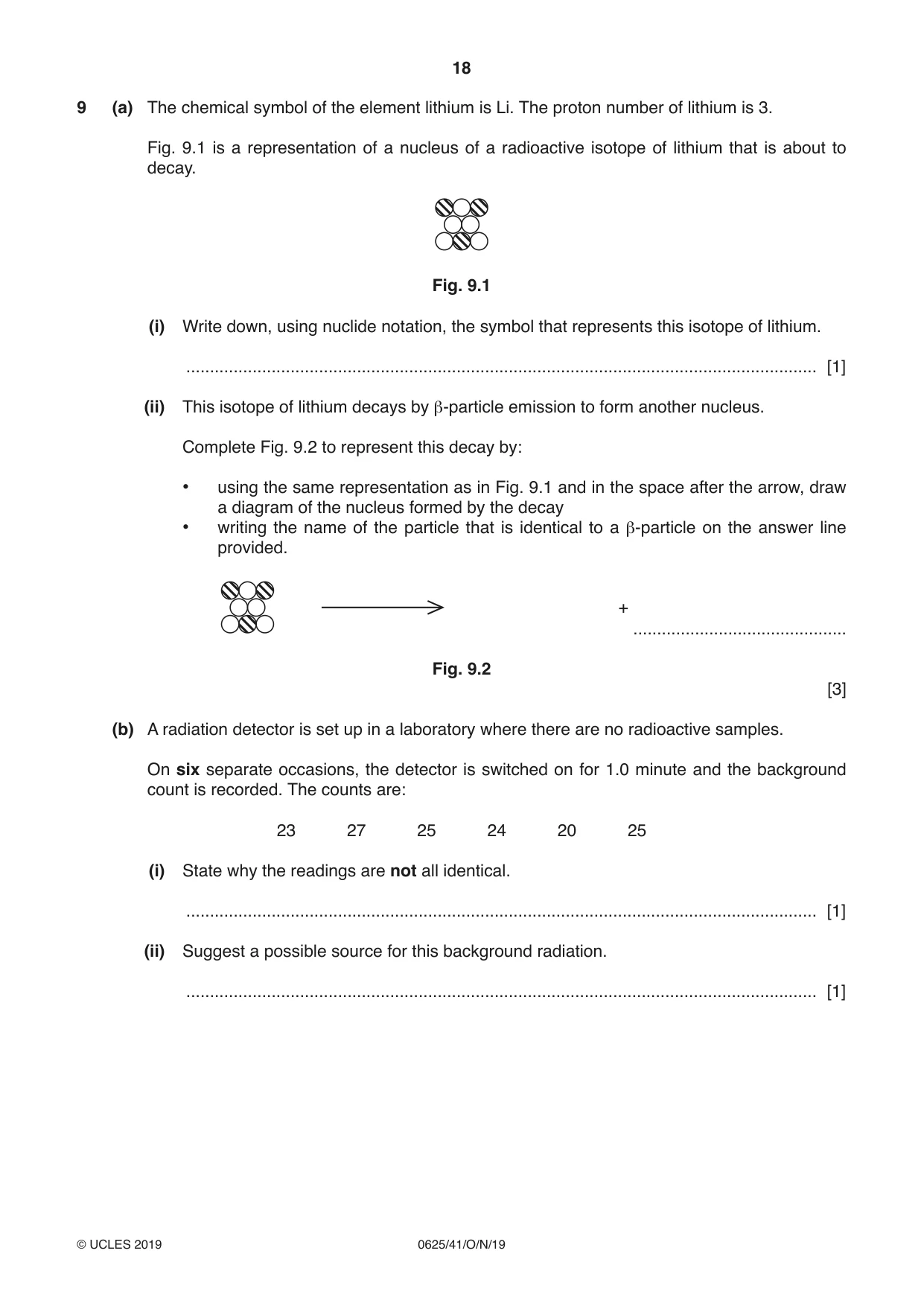 Cambridge IGCSE Physics 0625 2019 Oct/Nov Paper 4 · Variant 1 question paper, page 18 of 20