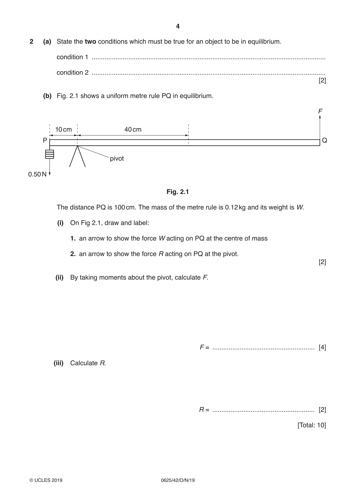 Cambridge IGCSE Physics 0625 2019 Oct/Nov Paper 4 · Variant 2 question paper, page 4 of 16
