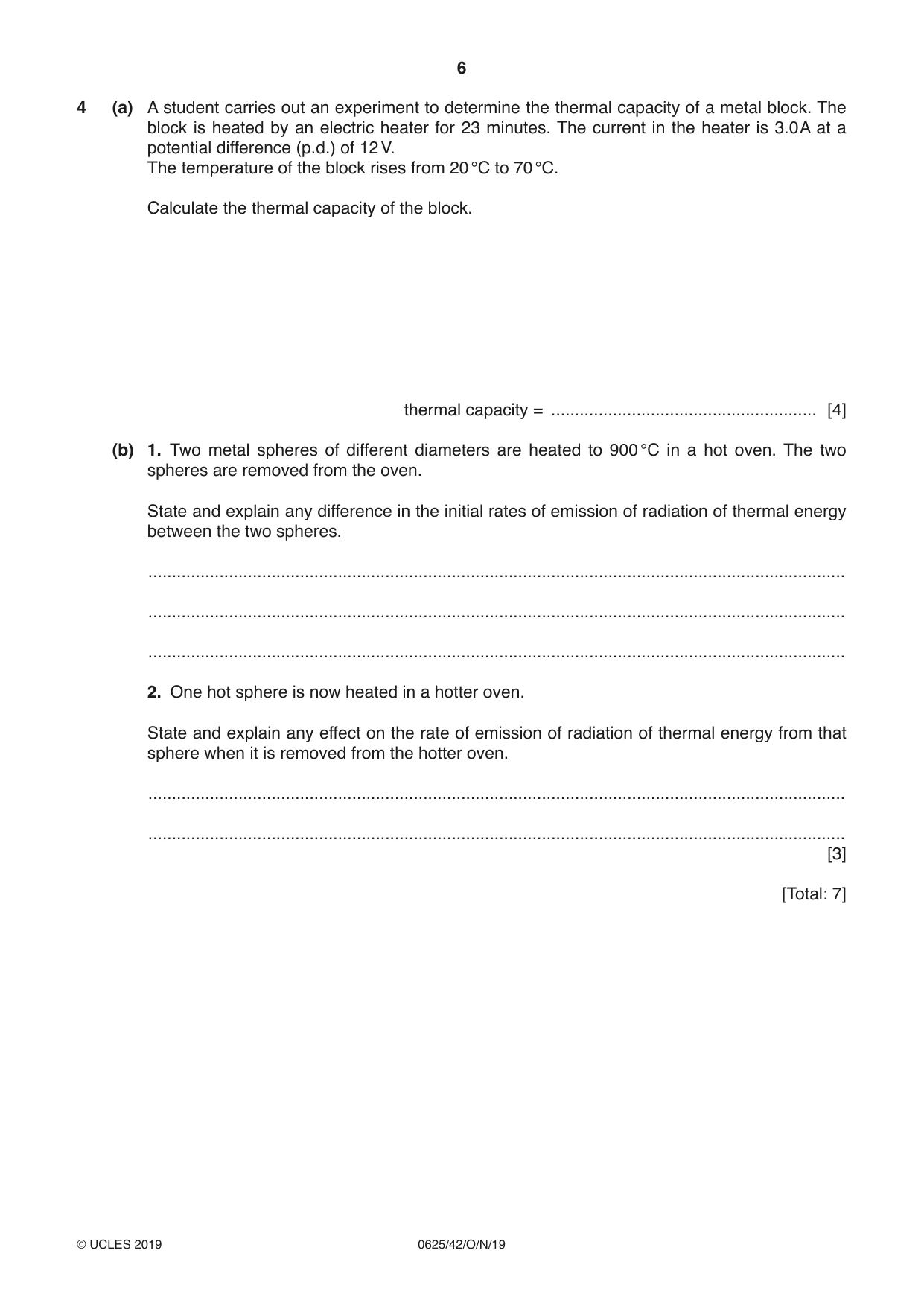 Cambridge IGCSE Physics 0625 2019 Oct/Nov Paper 4 · Variant 2 question paper, page 6 of 16