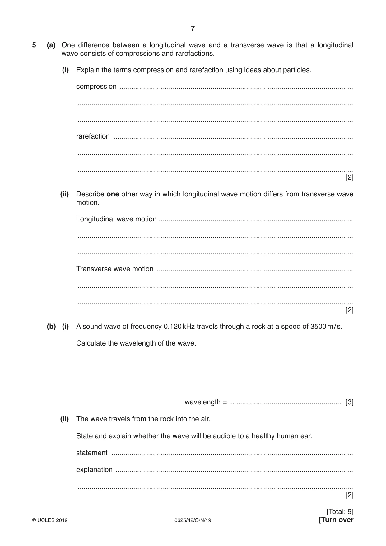 Cambridge IGCSE Physics 0625 2019 Oct/Nov Paper 4 · Variant 2 question paper, page 7 of 16