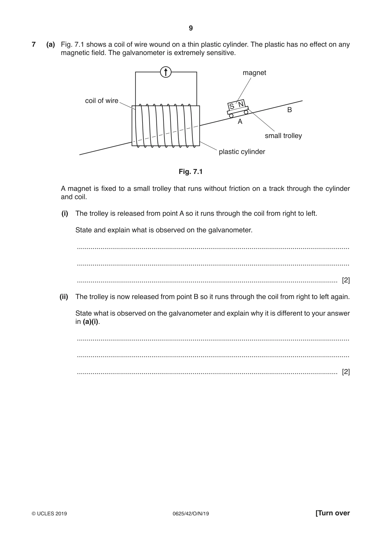 Cambridge IGCSE Physics 0625 2019 Oct/Nov Paper 4 · Variant 2 question paper, page 9 of 16