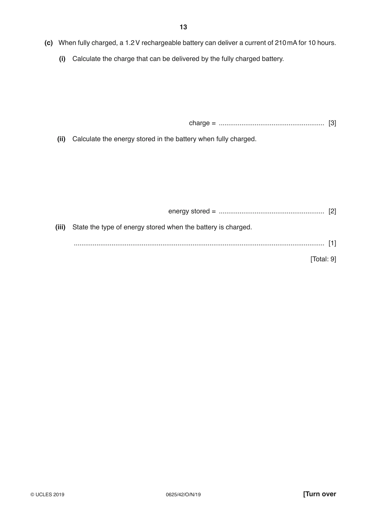 Cambridge IGCSE Physics 0625 2019 Oct/Nov Paper 4 · Variant 2 question paper, page 13 of 16