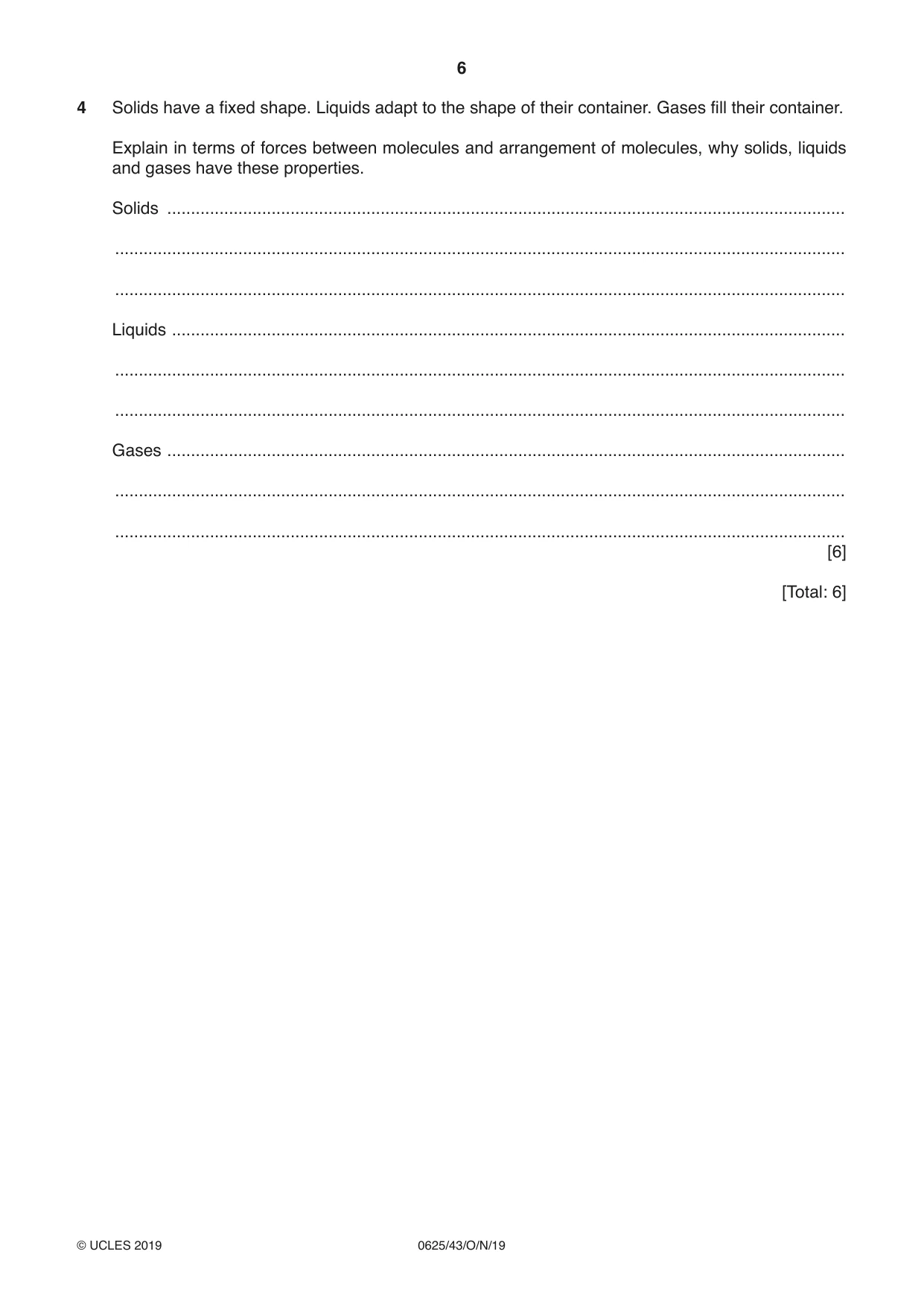 Cambridge IGCSE Physics 0625 2019 Oct/Nov Paper 4 · Variant 3 question paper, page 6 of 16