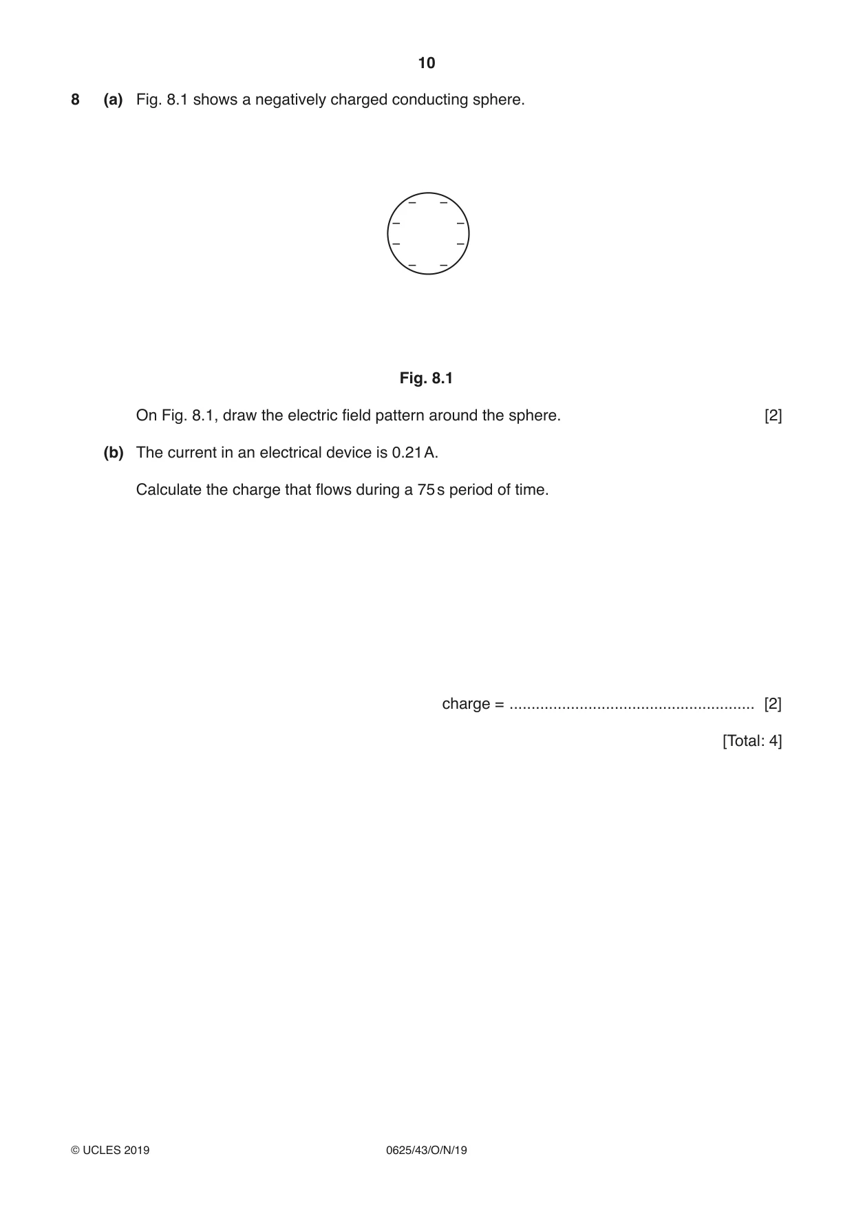 Cambridge IGCSE Physics 0625 2019 Oct/Nov Paper 4 · Variant 3 question paper, page 10 of 16